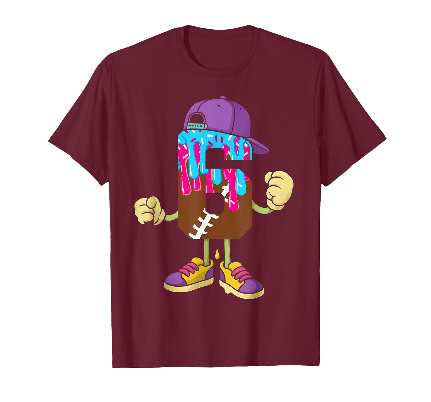 Football 6 Year Old Ice Cream Drip 6th Birthday Boys T-Shirt