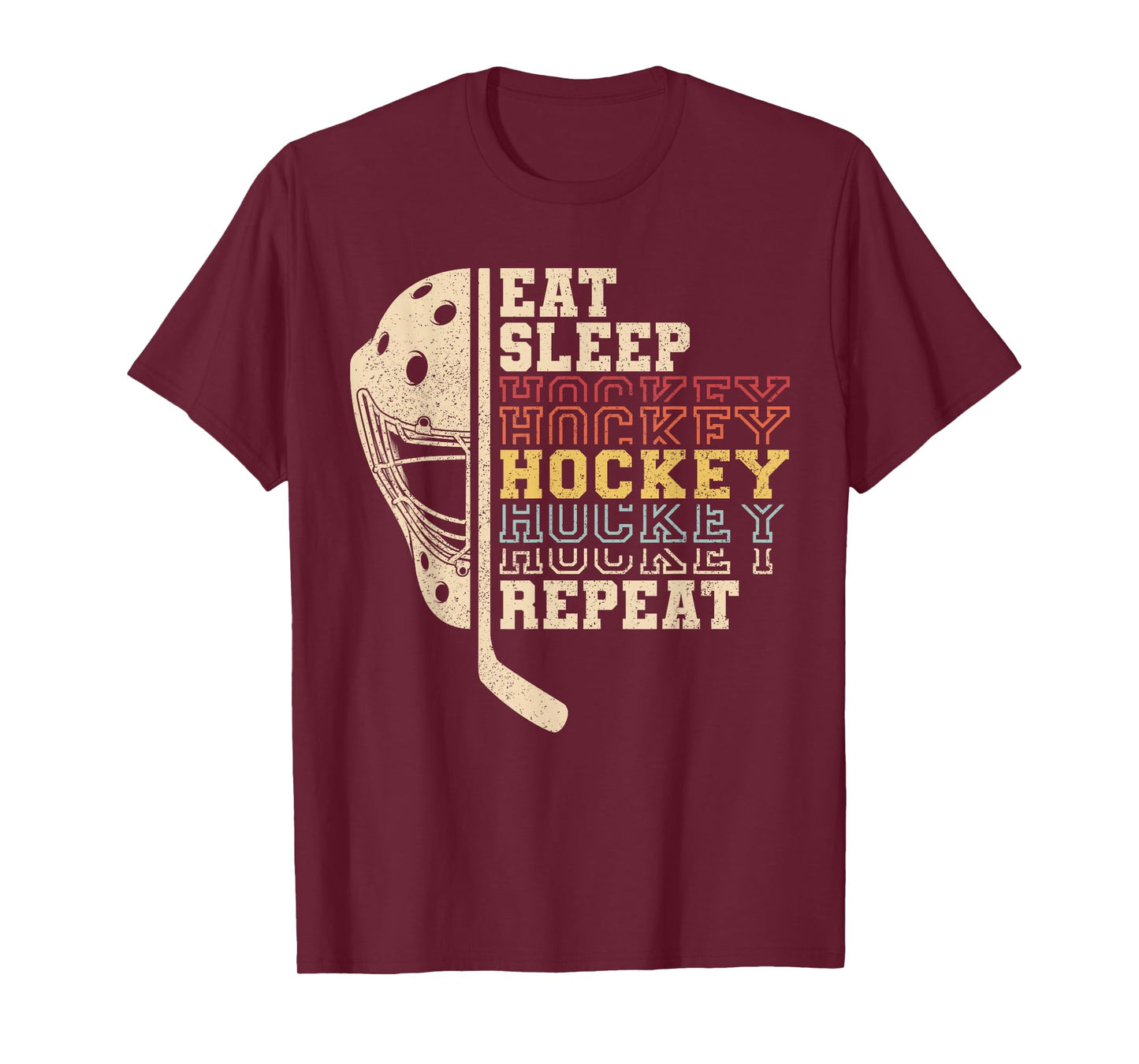 Eat Sleep Hockey Repeat Men Boys Kid Funny Ice Hockey Player T-Shirt