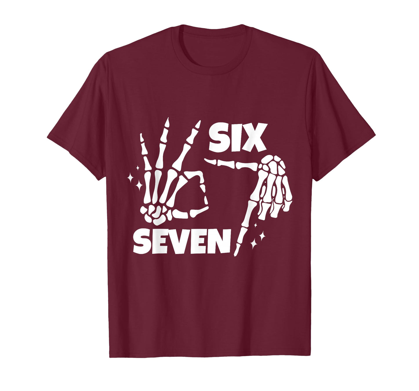 6 7 Meme Funny Skeleton Hands Halloween Couples Six Seven 67 T-Shirt