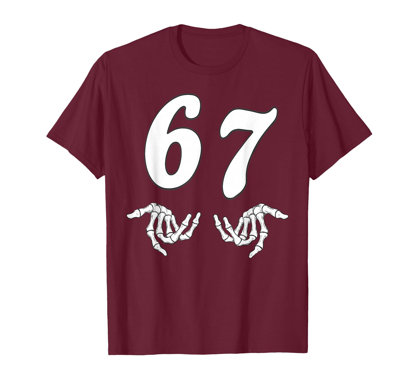 Funny Six Seven 6 7 Meme 67 Skeleton Hand Halloween Costume T-Shirt
