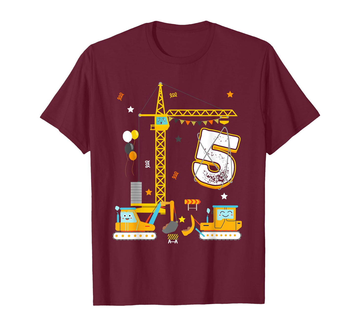 5th Construction Birthday Party Five Year Old Boy 5 Yr T-Shirt