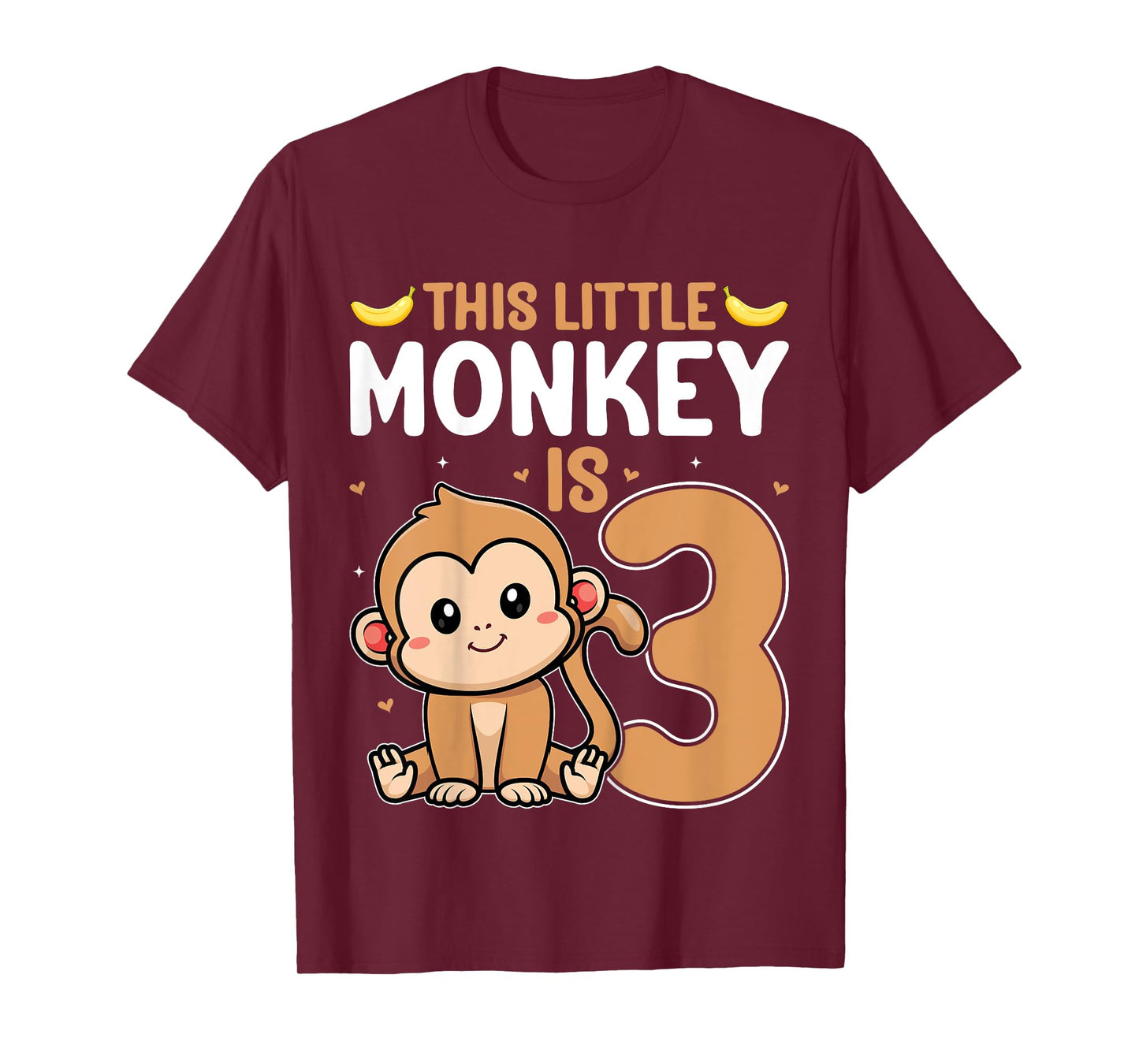This Little Monkey Is 3 Kids Toddler 3rd Birthday Party T-Shirt
