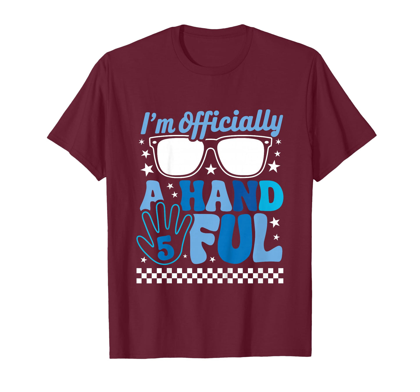 Kids I'm Officially A Handful Five 5th Birthday Funny Boys Kids T-Shirt