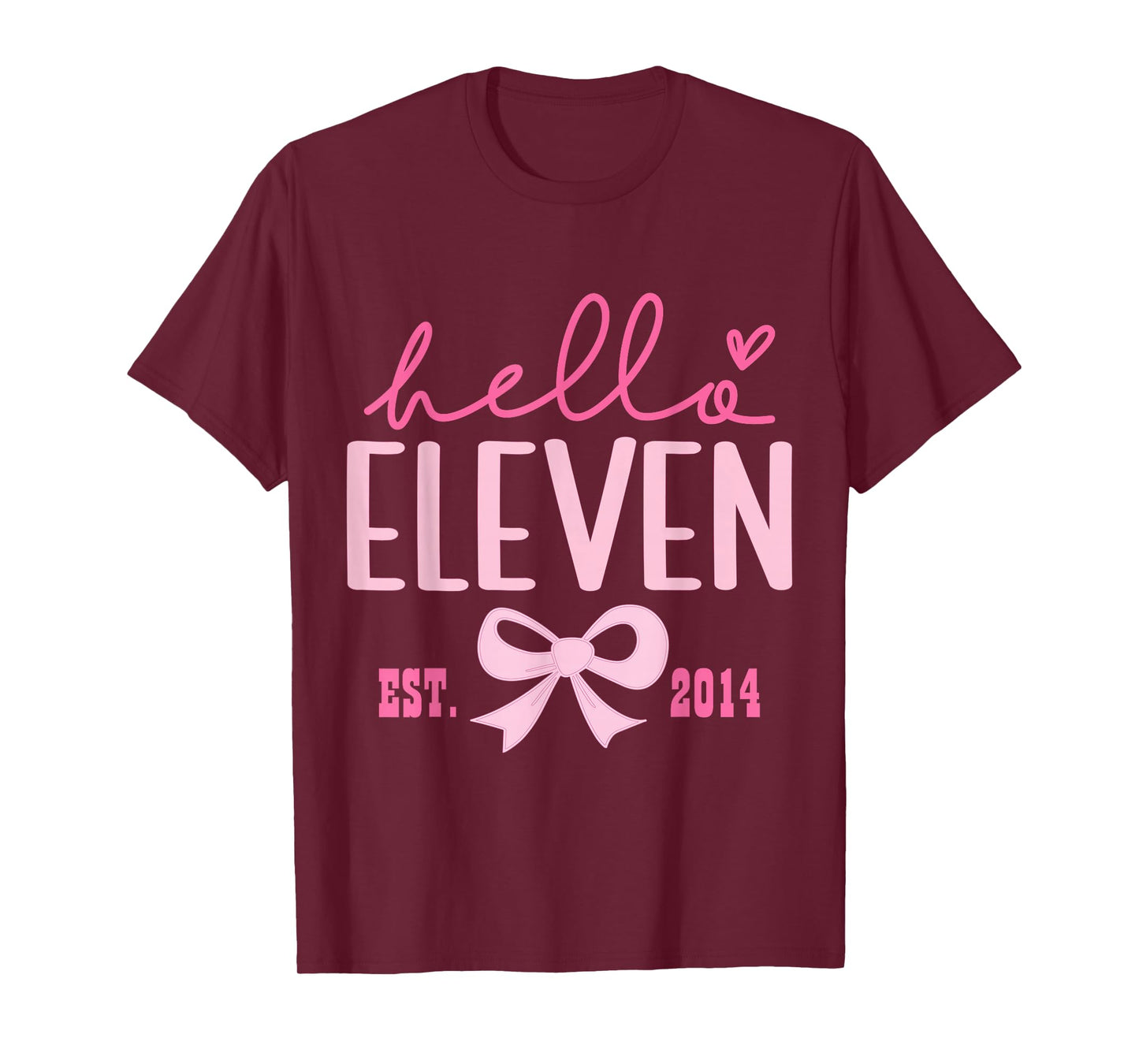Hello Eleven Est 2014 Pink Coquette Happy 11th Birthday Girl T-Shirt