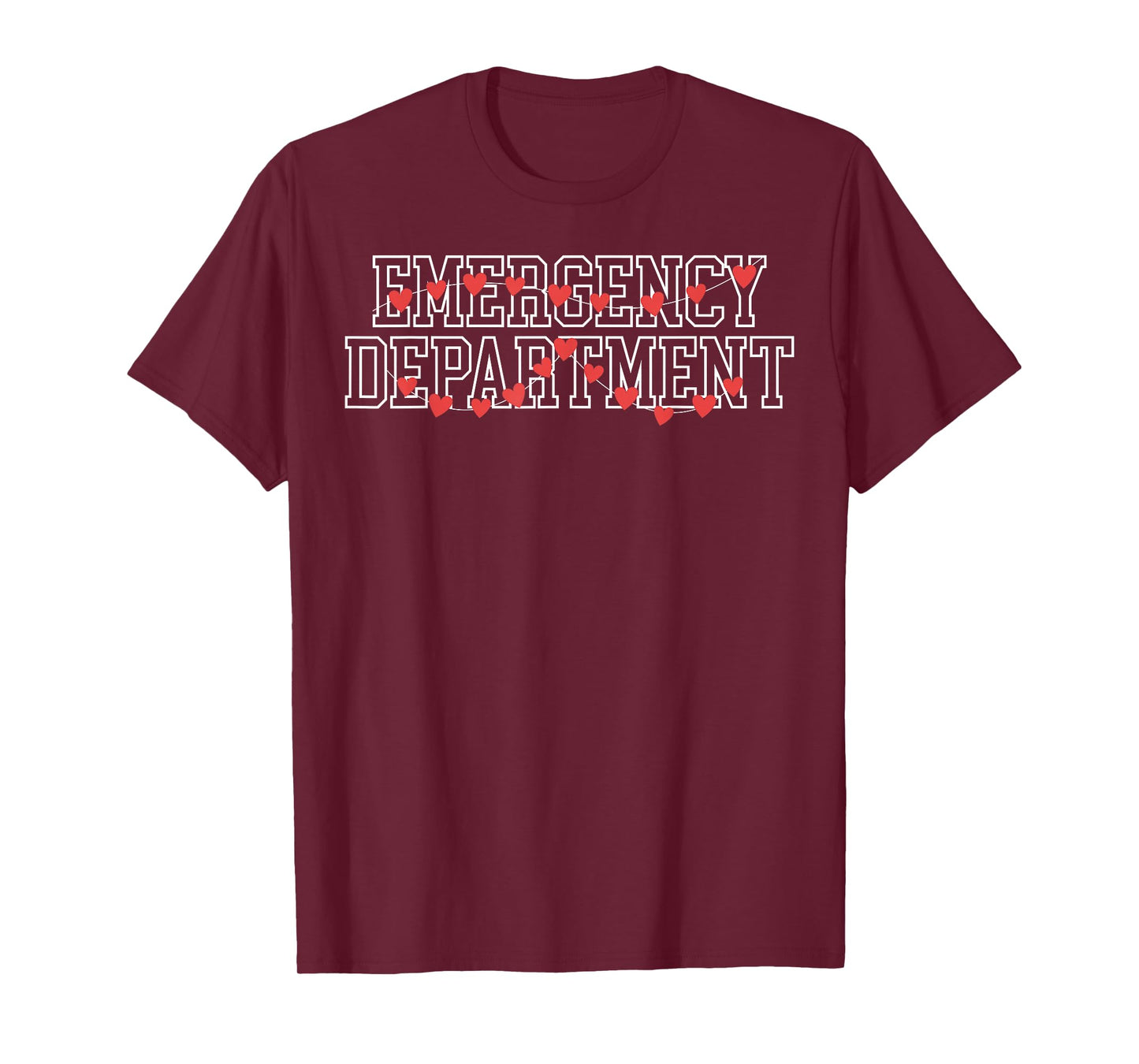 Retro Emergency Department Heart Valentines ER Nurse Crew T-Shirt