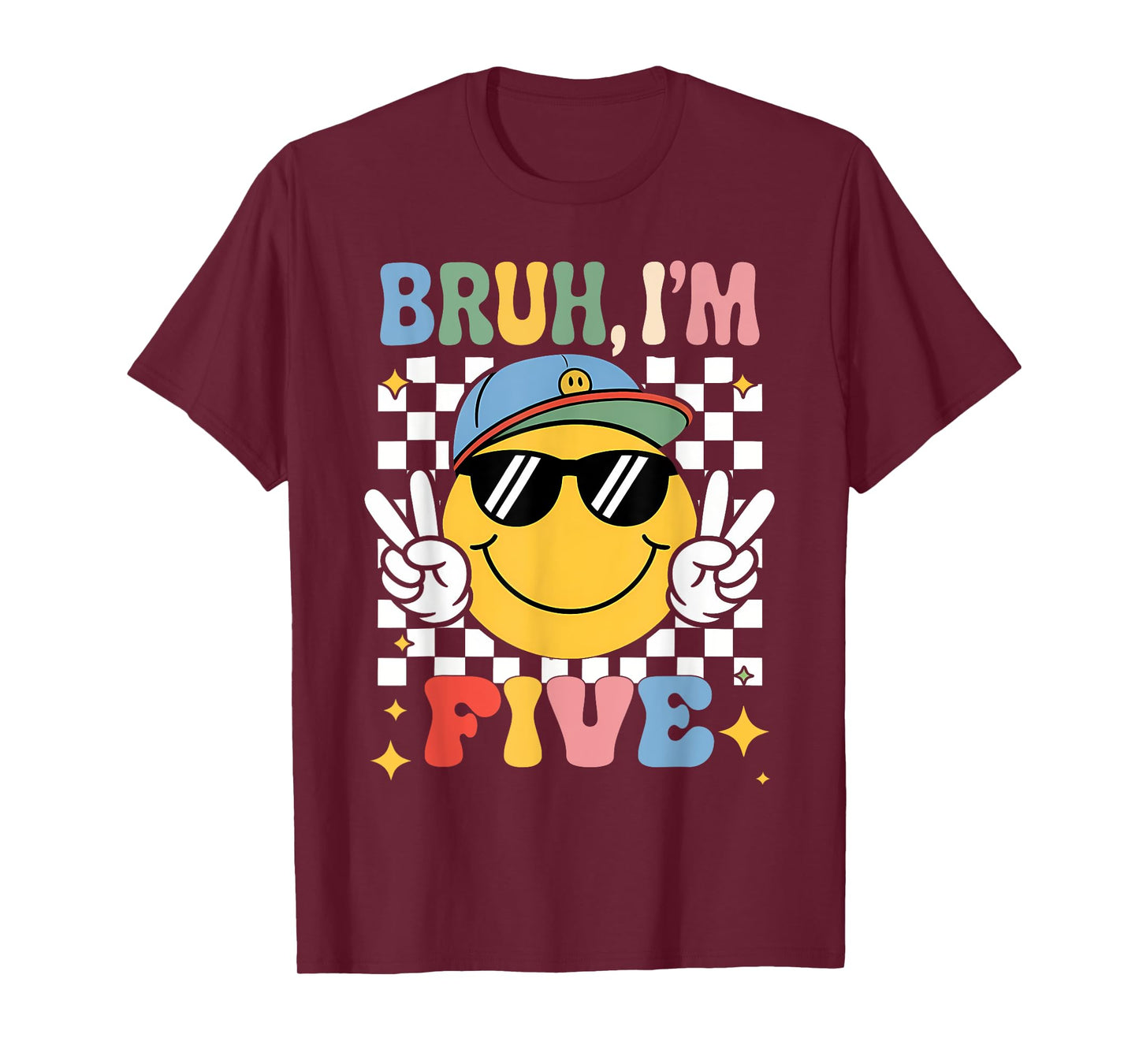 Bruh I'm Five 5 5th Birthday Groovy Boys Girls 5 Years Old T-Shirt