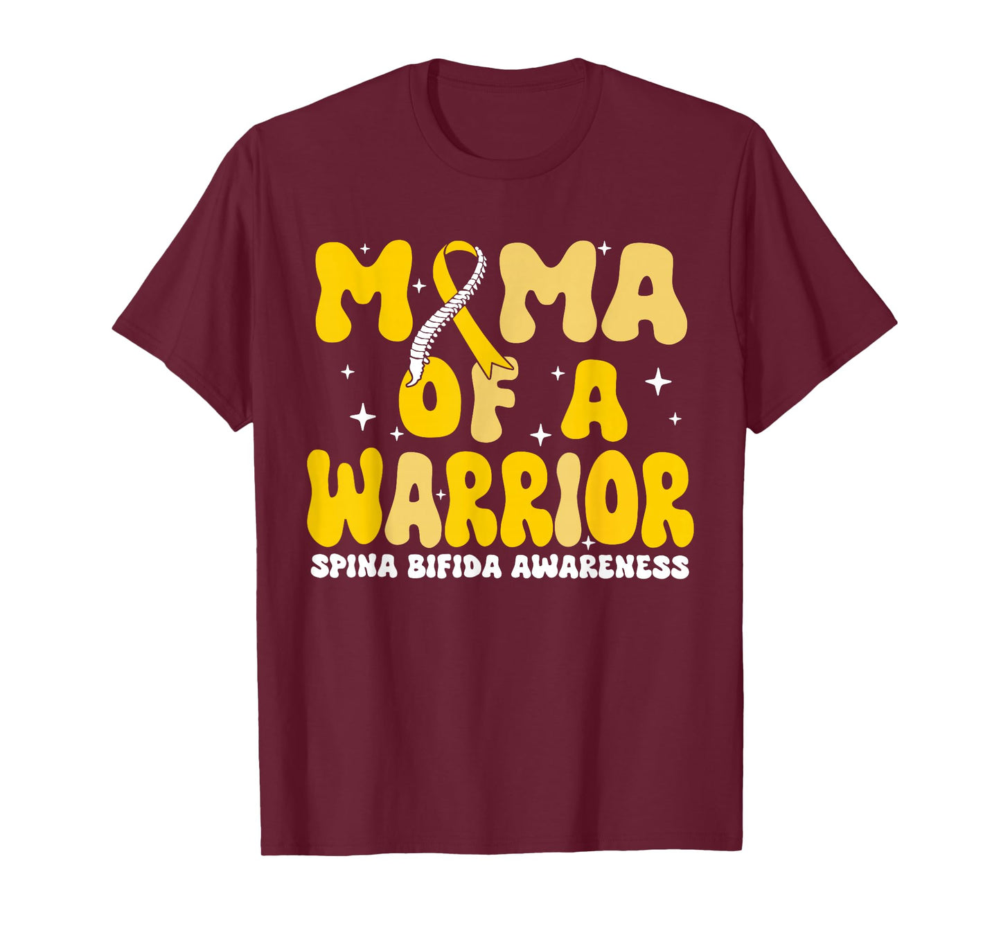 Mama of A Warrior Spina Bifida Awareness Yellow Ribbon T-Shirt
