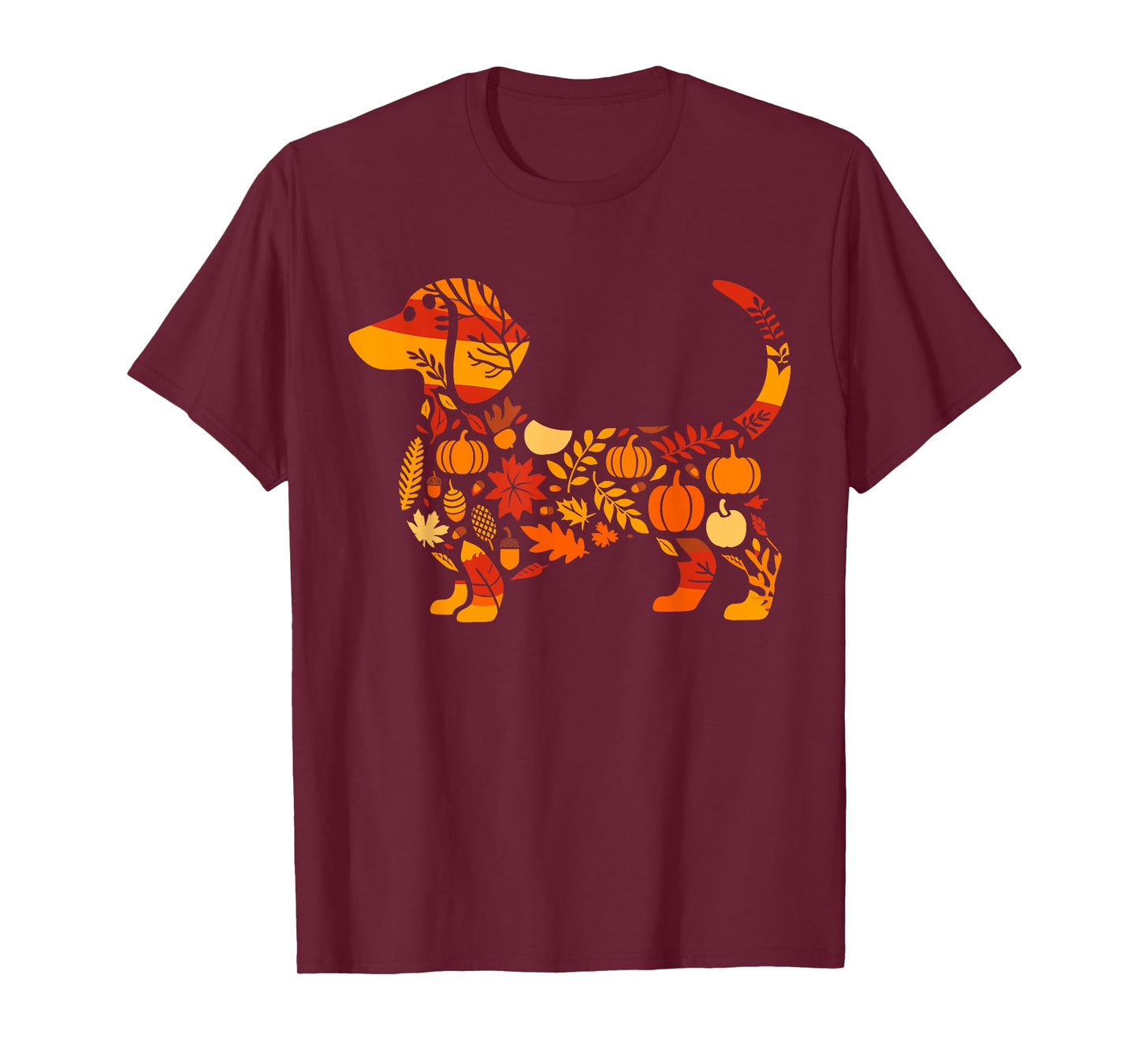 Autumn Pumpkin Fall Dachshund Thanksgiving Womens Mens Kids T-Shirt