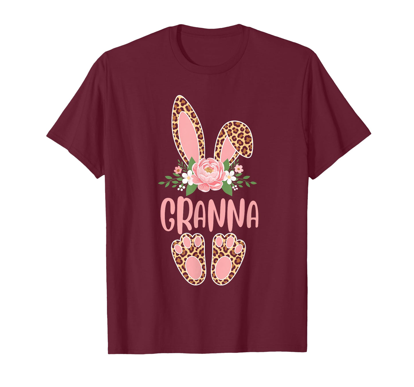Floral Leopard Granna Bunny Happy Easter Spring T-Shirt