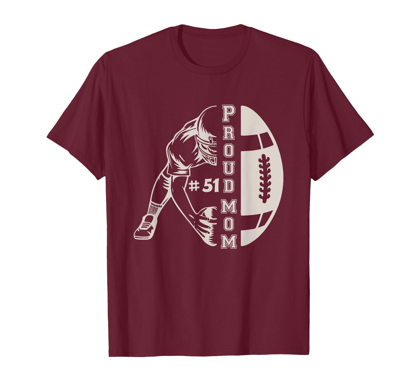 Customized Proud Football Mom Number 51 Player Game Day T-Shirt