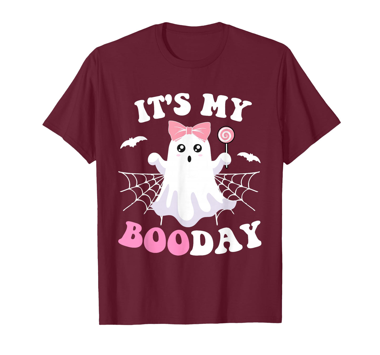 It's My Boo Day Cute Halloween Birthday Pink Ghost Girls T-Shirt