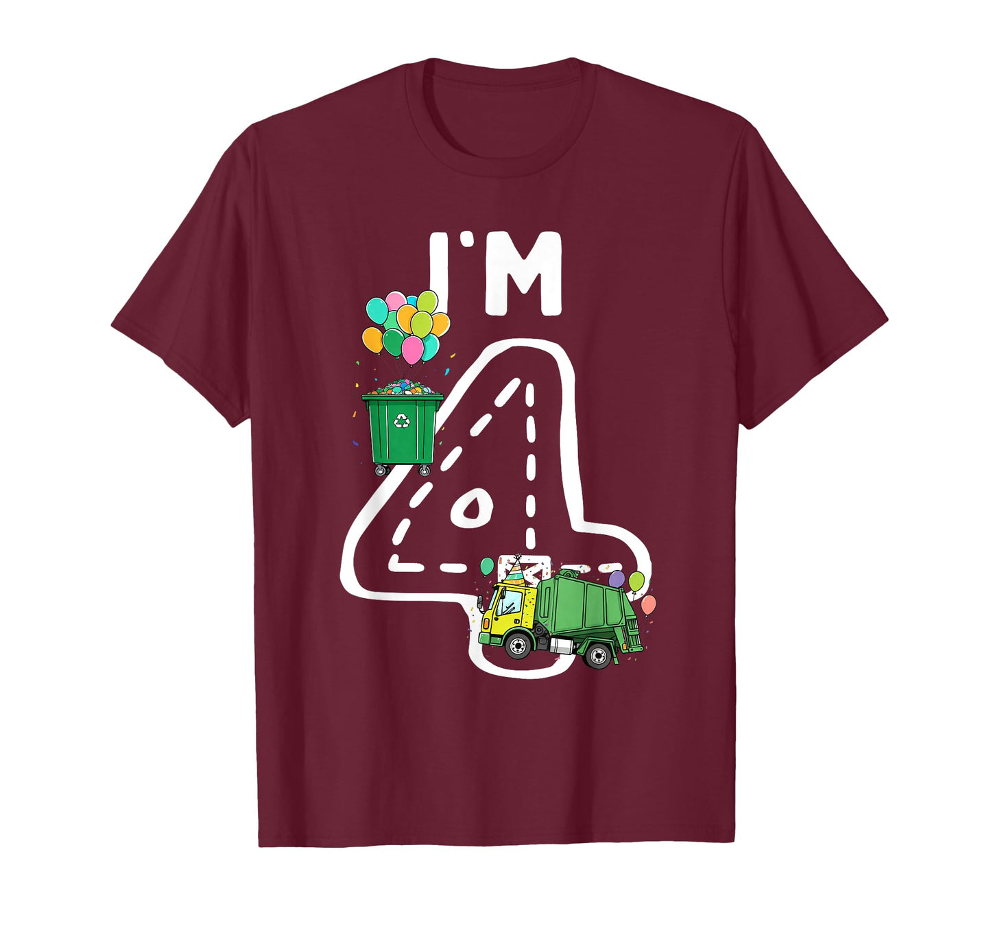 I'm 4 Four Years Old Garbage Truck 4th Birthday Boy Kids T-Shirt