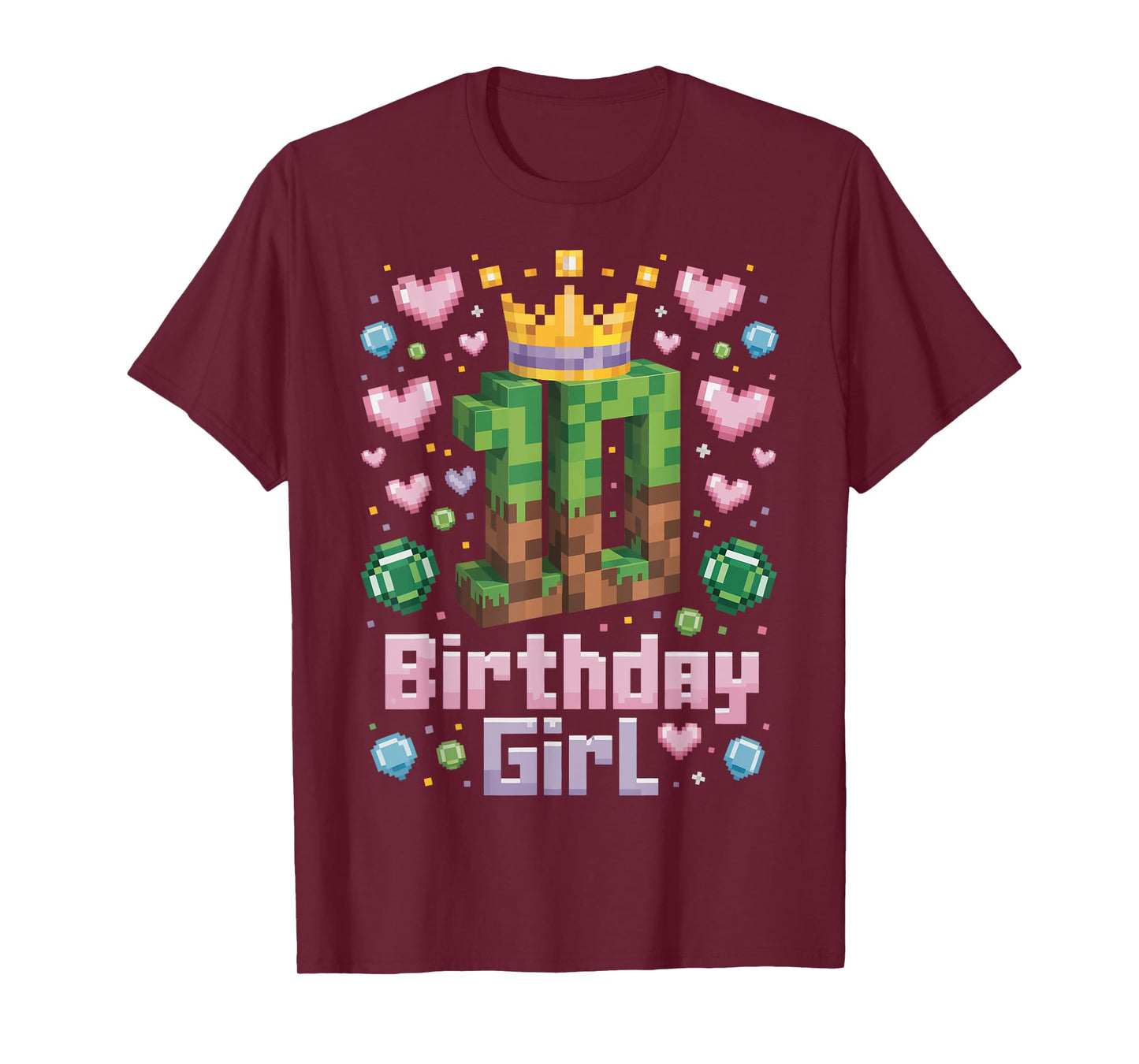 10th Birthday Girl Shirt Gaming Pixel Party 10 Year Old T-Shirt