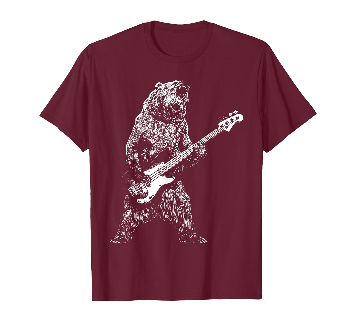 Bear Playing Bass Guitar Shirt for Men Animal Playing Guitar T-Shirt