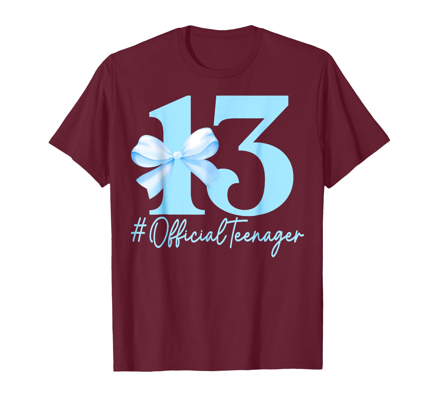 13th Birthday Girl Blue Coquette Bow Official Teenager Girls T-Shirt