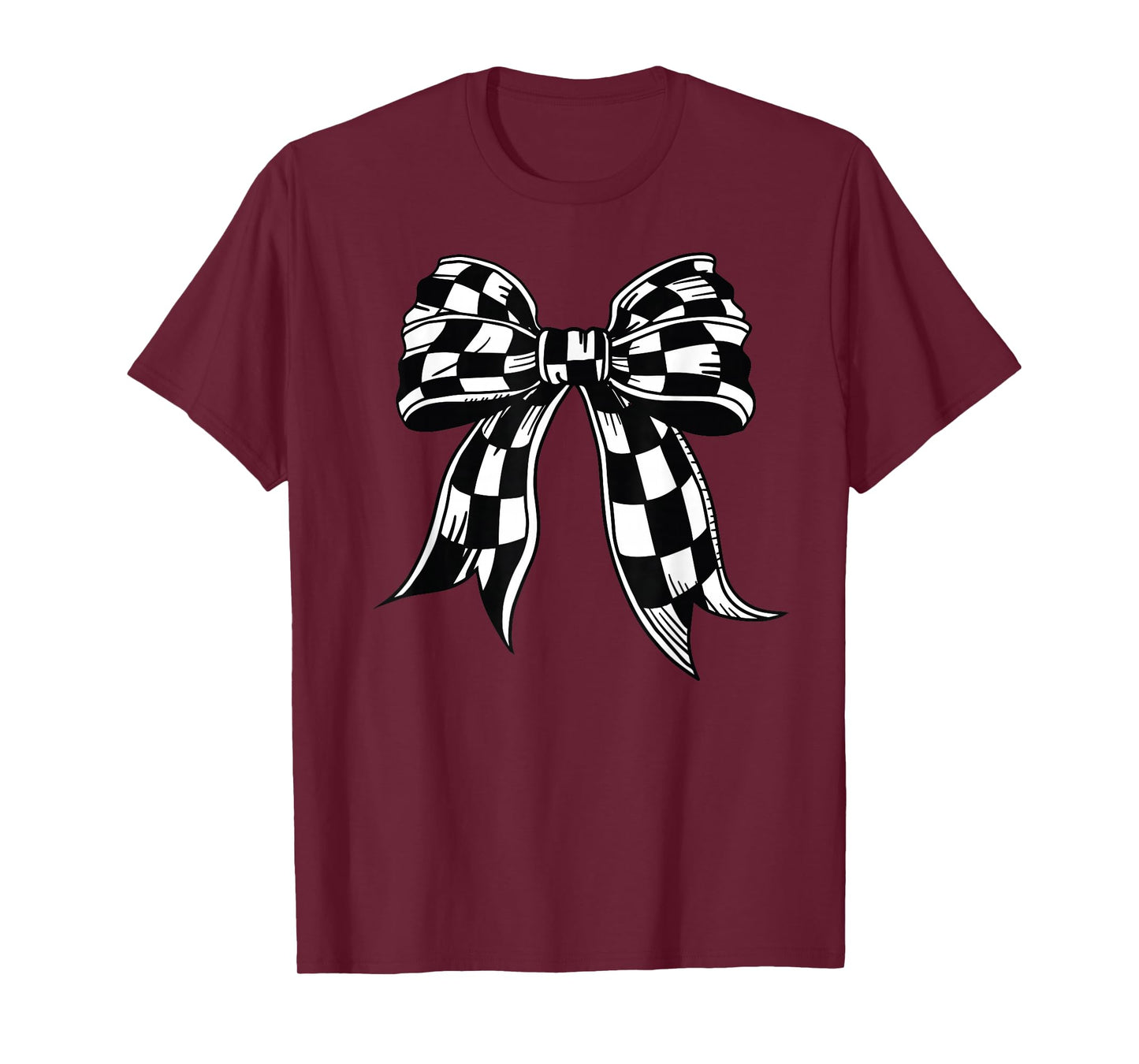 Checkered Bow Tie Flag Automobile Motor Race Car Racing team T-Shirt