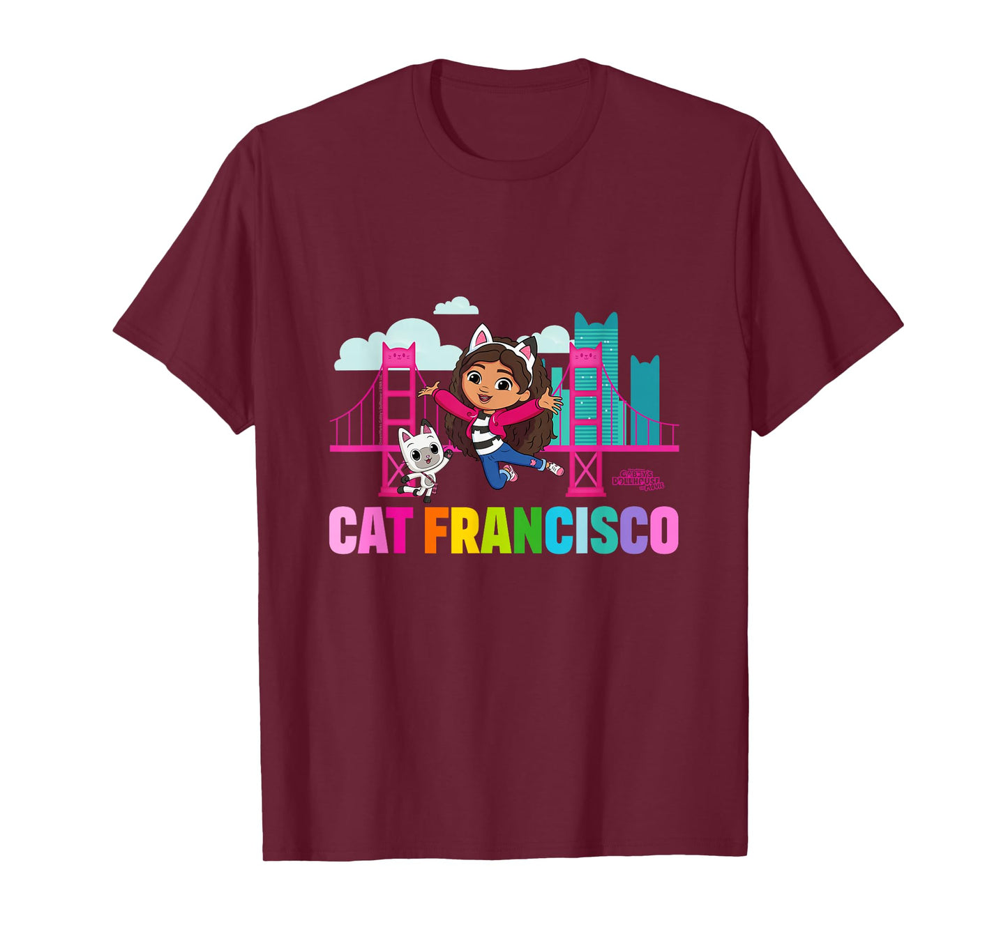 DreamWorks Gabby's Dollhouse The Movie Cat Francisco Rainbow T-Shirt