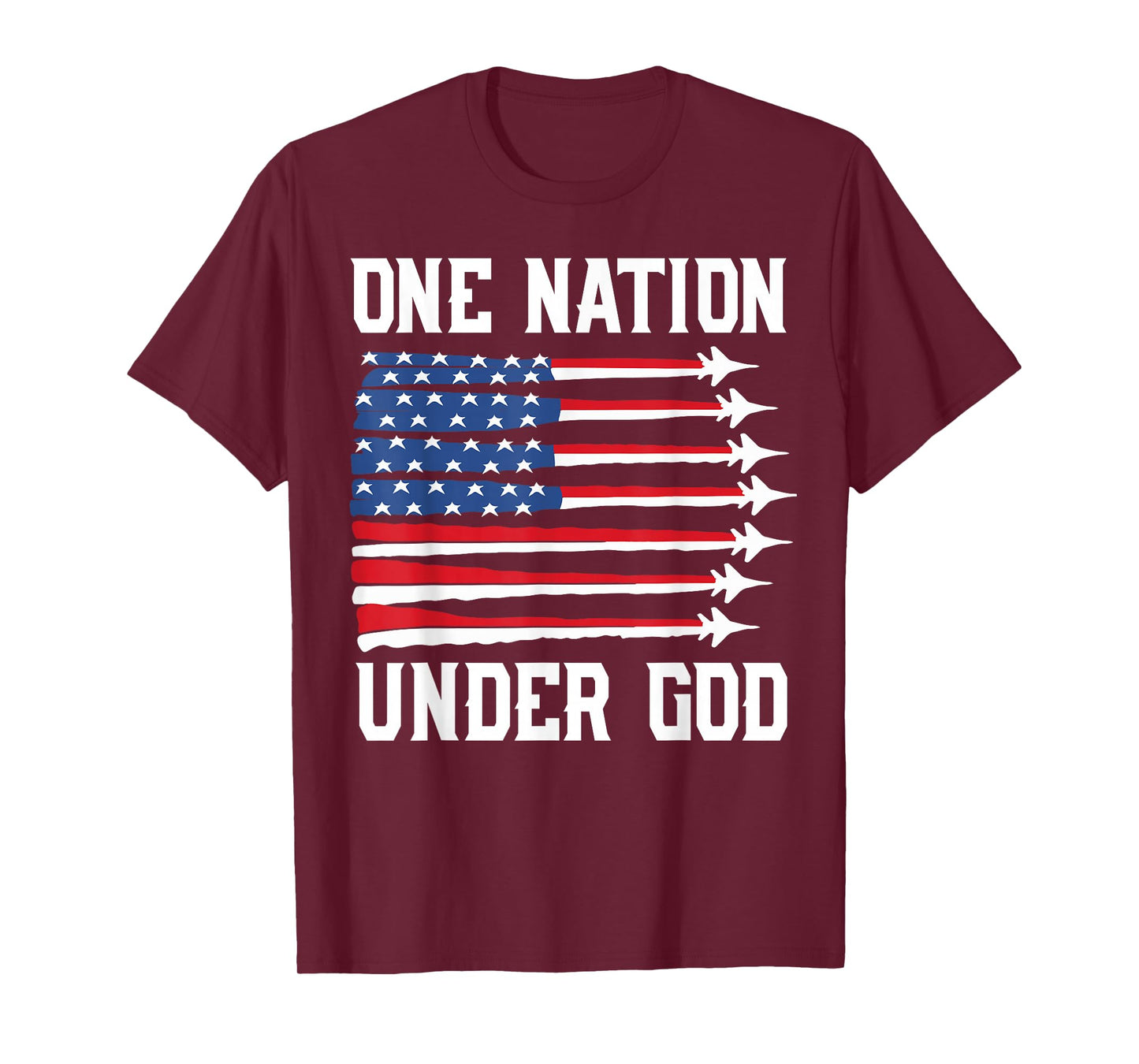 Boy 4th July One Nation Under God USA Fighter Jet Patriotic T-Shirt