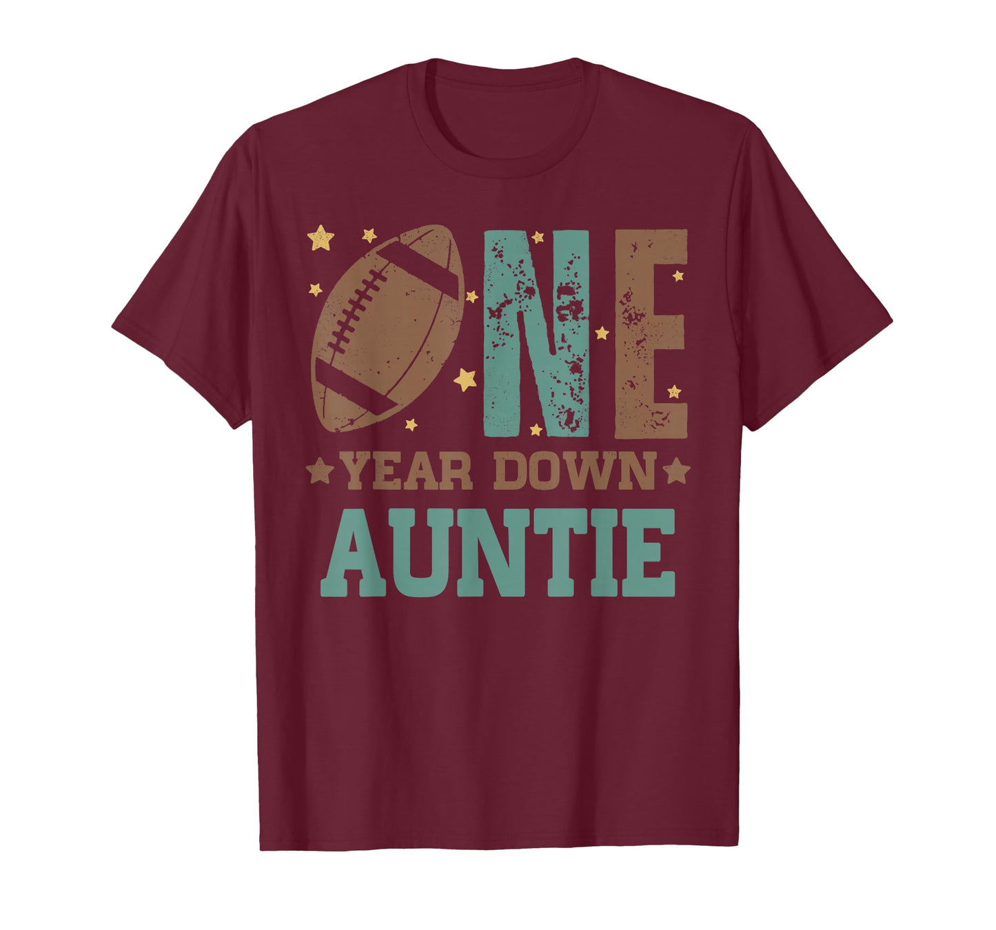 Auntie of the 1 Year old Football 1st Year Down Birthday T-Shirt