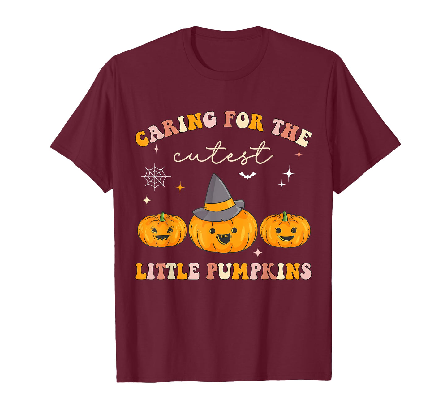 Caring For Cutest Little Pumpkins Pediatric Nurse Halloween T-Shirt