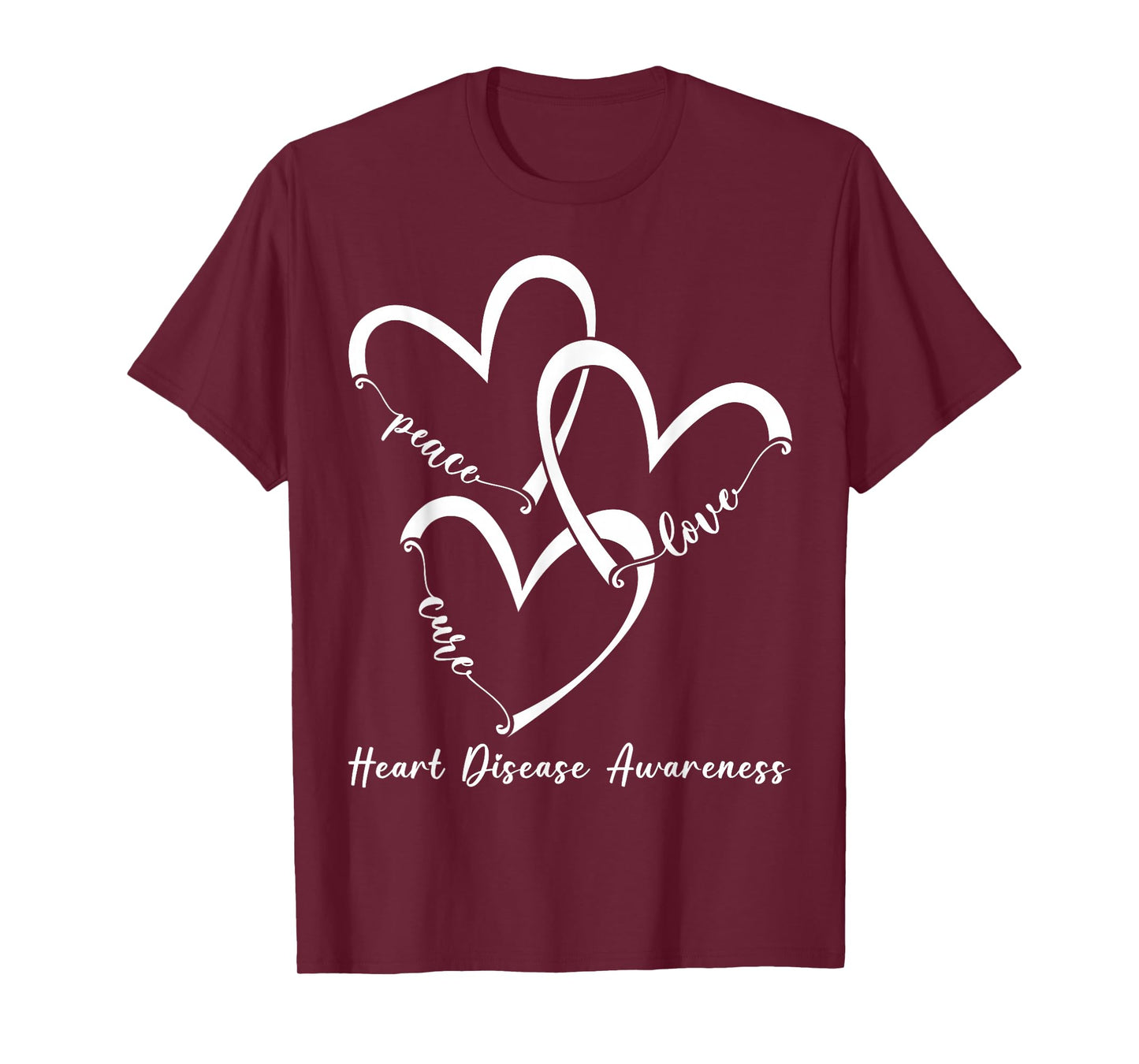 Peace Love Heart Disease Awareness Month We Go Red Men Women T-Shirt