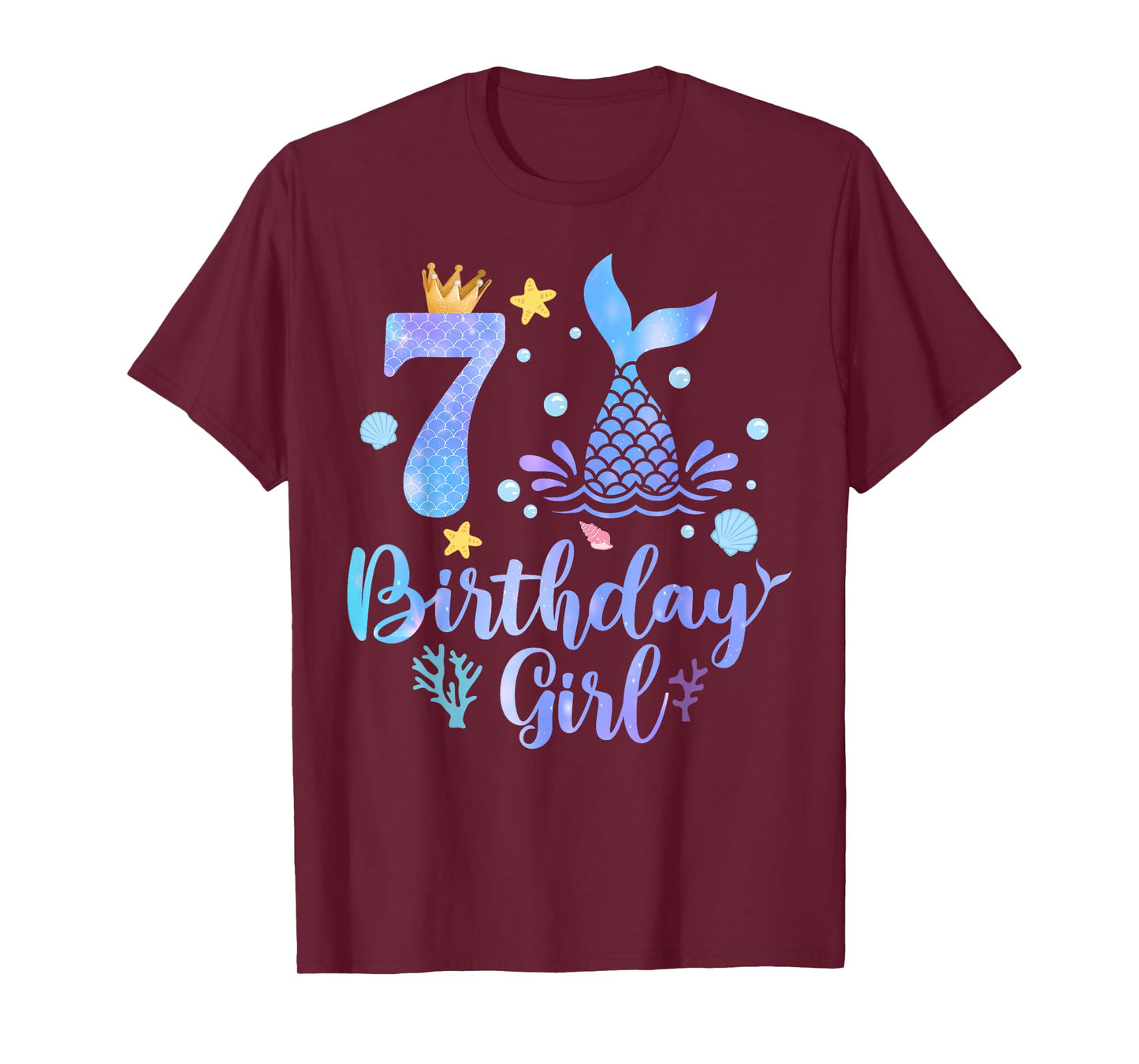 7th Birthday Girl Mermaid 7 Year Old Its My Birthday Girl T-Shirt