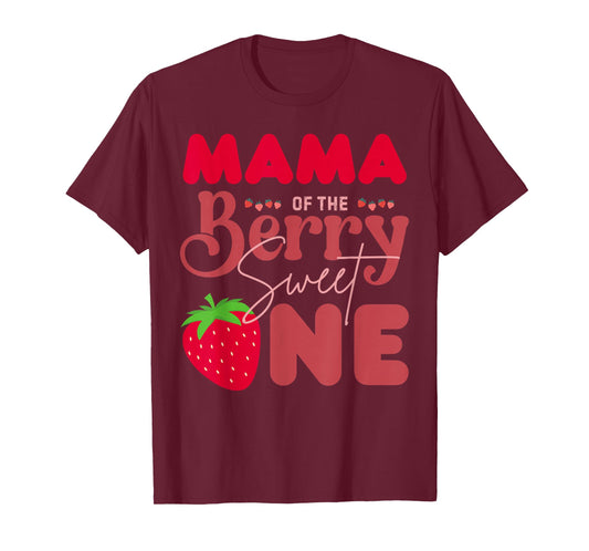 Mama of The Berry Sweet One 1st Birthday Strawberry Mom T-Shirt