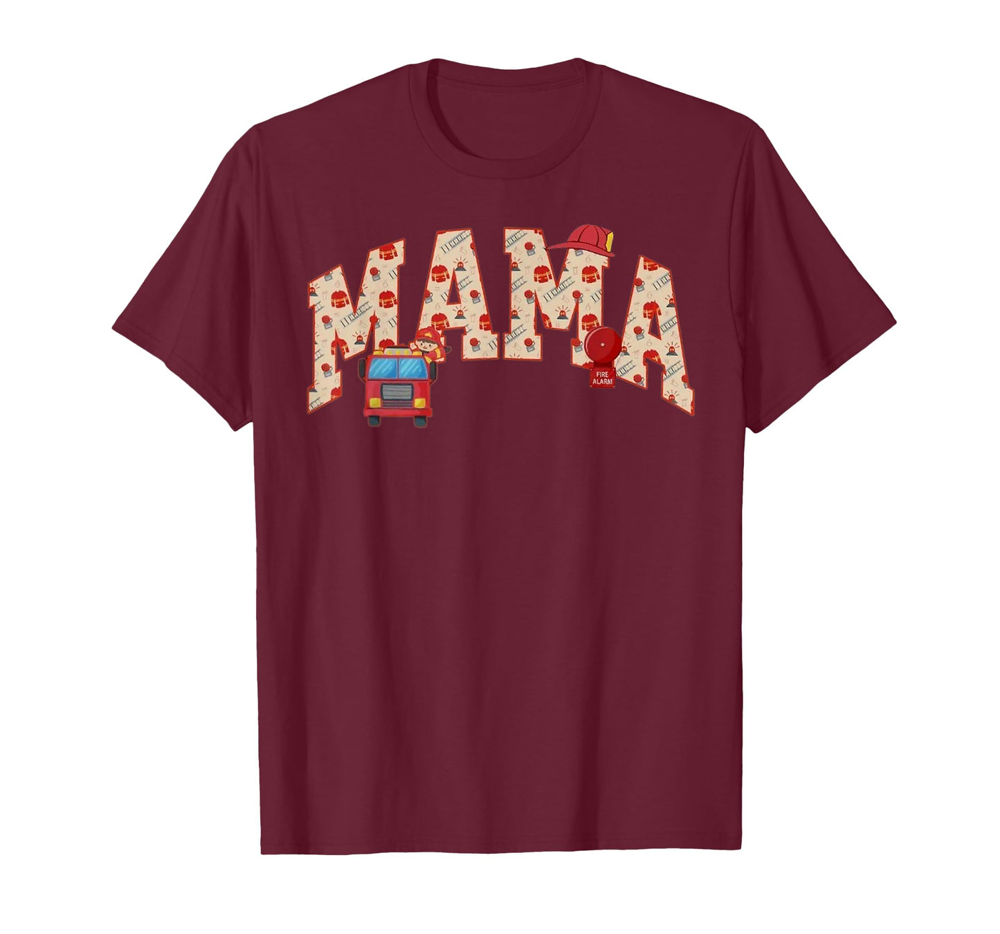 Mama Birthday Boy Fire Truck Firefighter First Birthday Mom T-Shirt