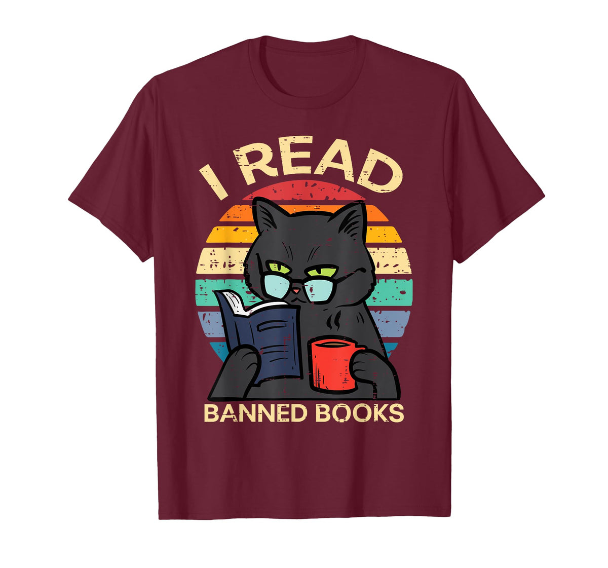 Black Cat Banned Books Funny Read Reading Librarian Women T-Shirt