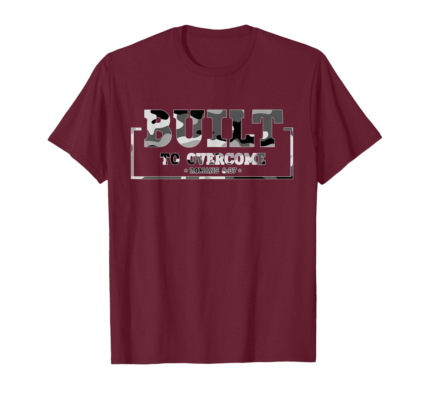 Built to Overcome Camo Gym Workout Scripture Faith Christian T-Shirt