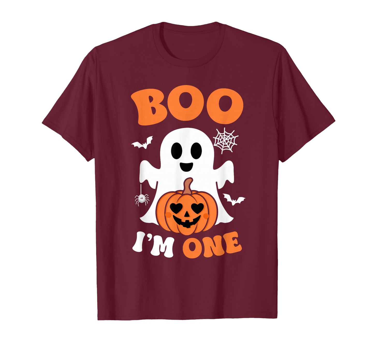 Ghost Boo I'm One Year 1st Birthday Boys Halloween Groovy T-Shirt