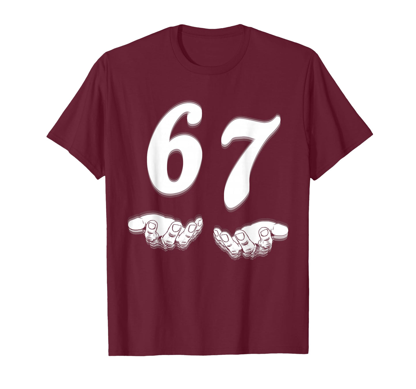 67 Six Seven with Hands Black and White Art T-Shirt