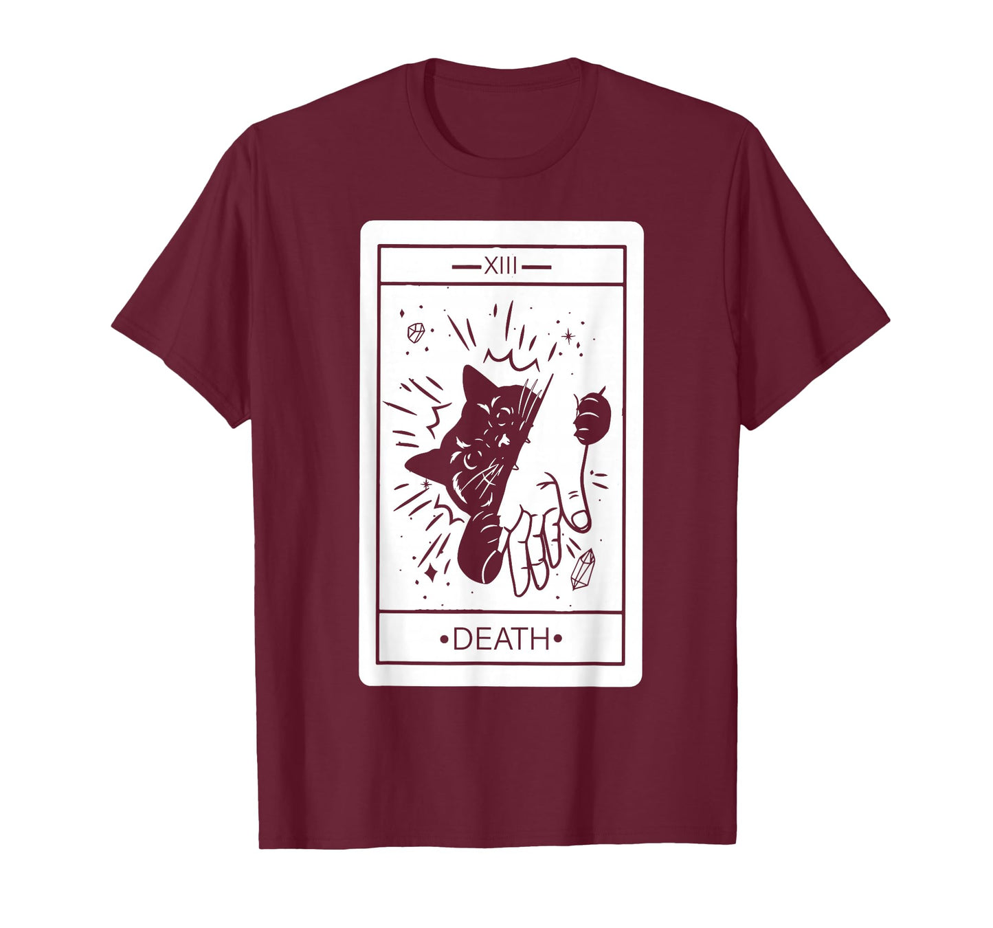 Black Cat Tarot Death Halloween Witchy Cat Lover Men Women T-Shirt