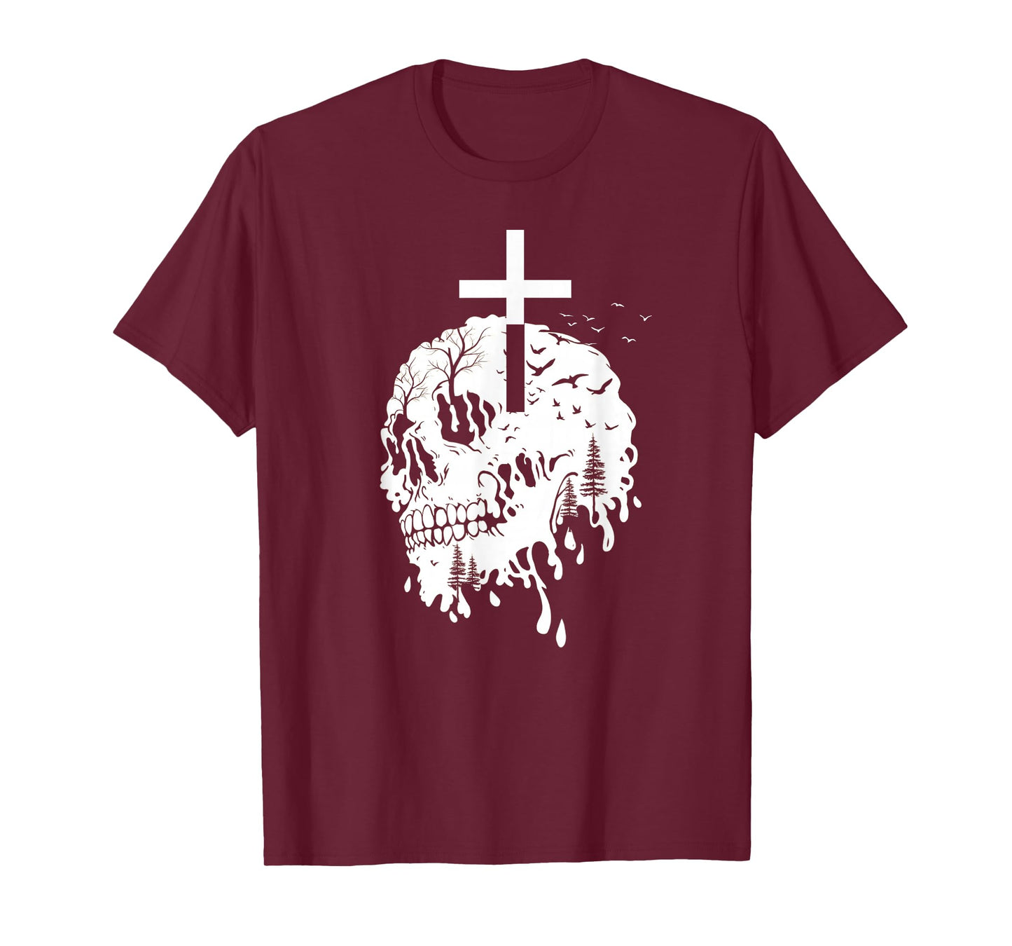 Religious Gothic Skull and Cross Vintage Faith Halloween T-Shirt