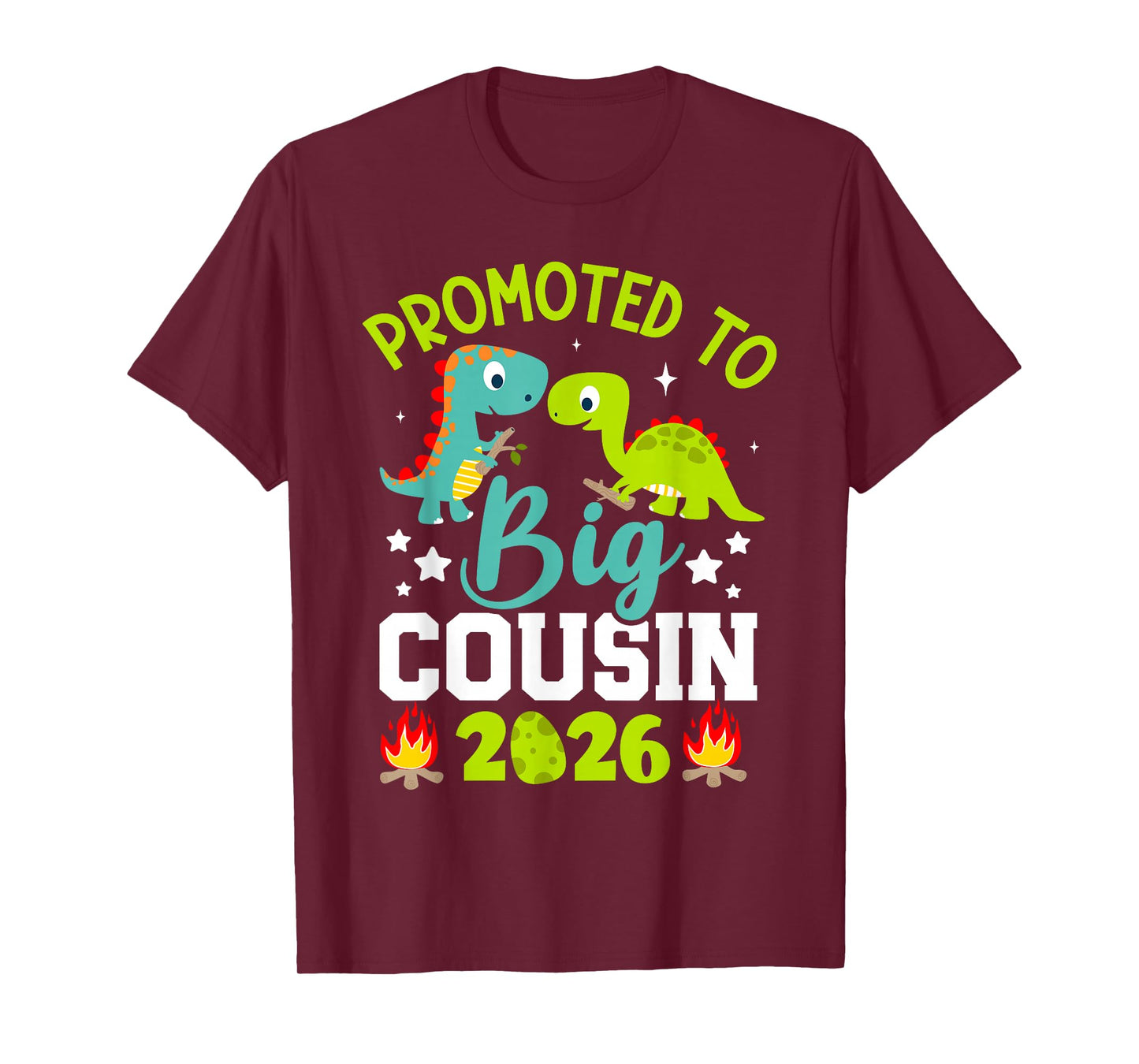 Promoted to Big Cousin 2026 with Dinosaur New Baby Shower T-Shirt