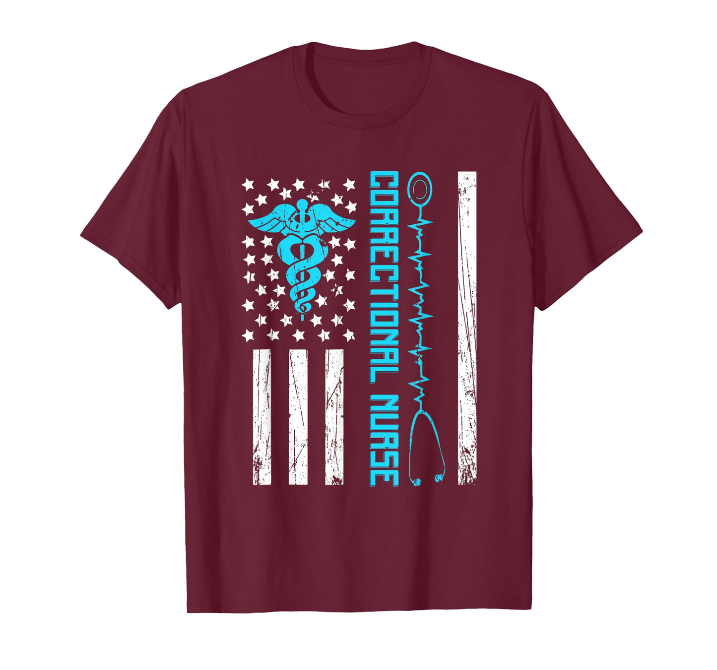 Cute Correctional Nurse Us Flag Nursing Healthcare Nurses T-Shirt