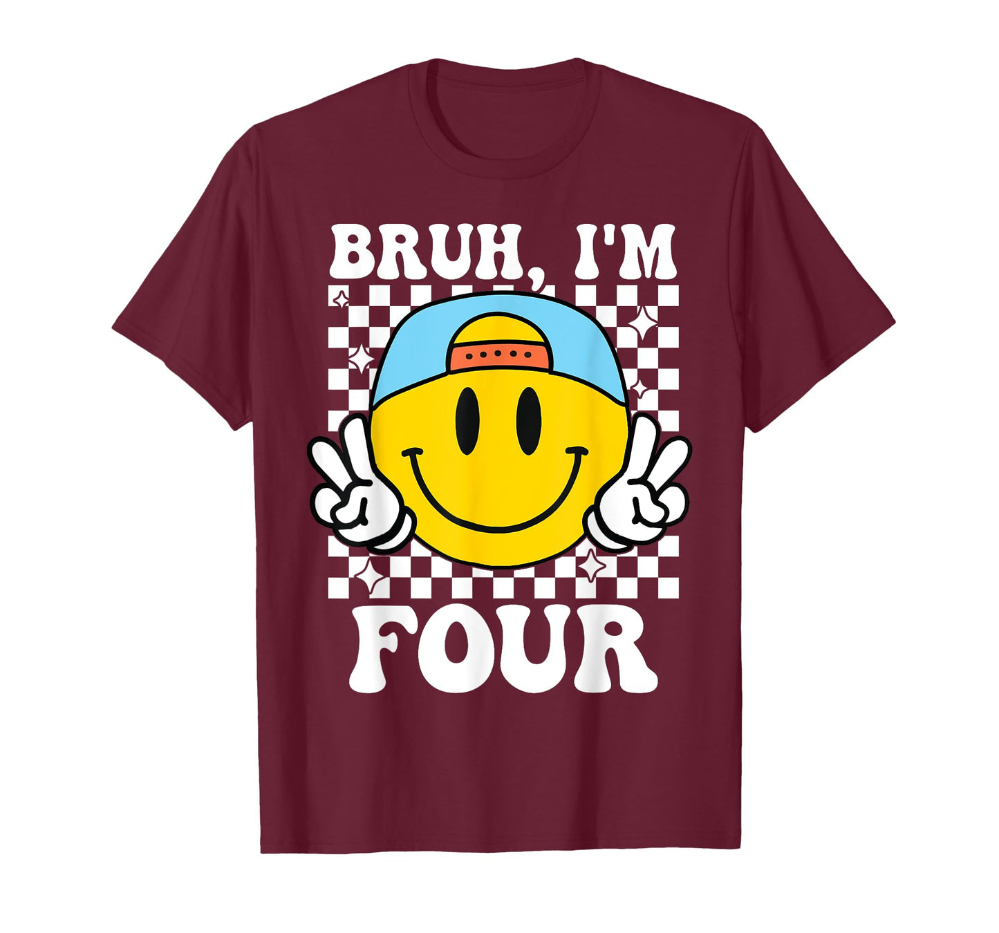 Bruh I'm Four 4 4th Birthday Groovy Boys Girls 4 Years Old T-Shirt