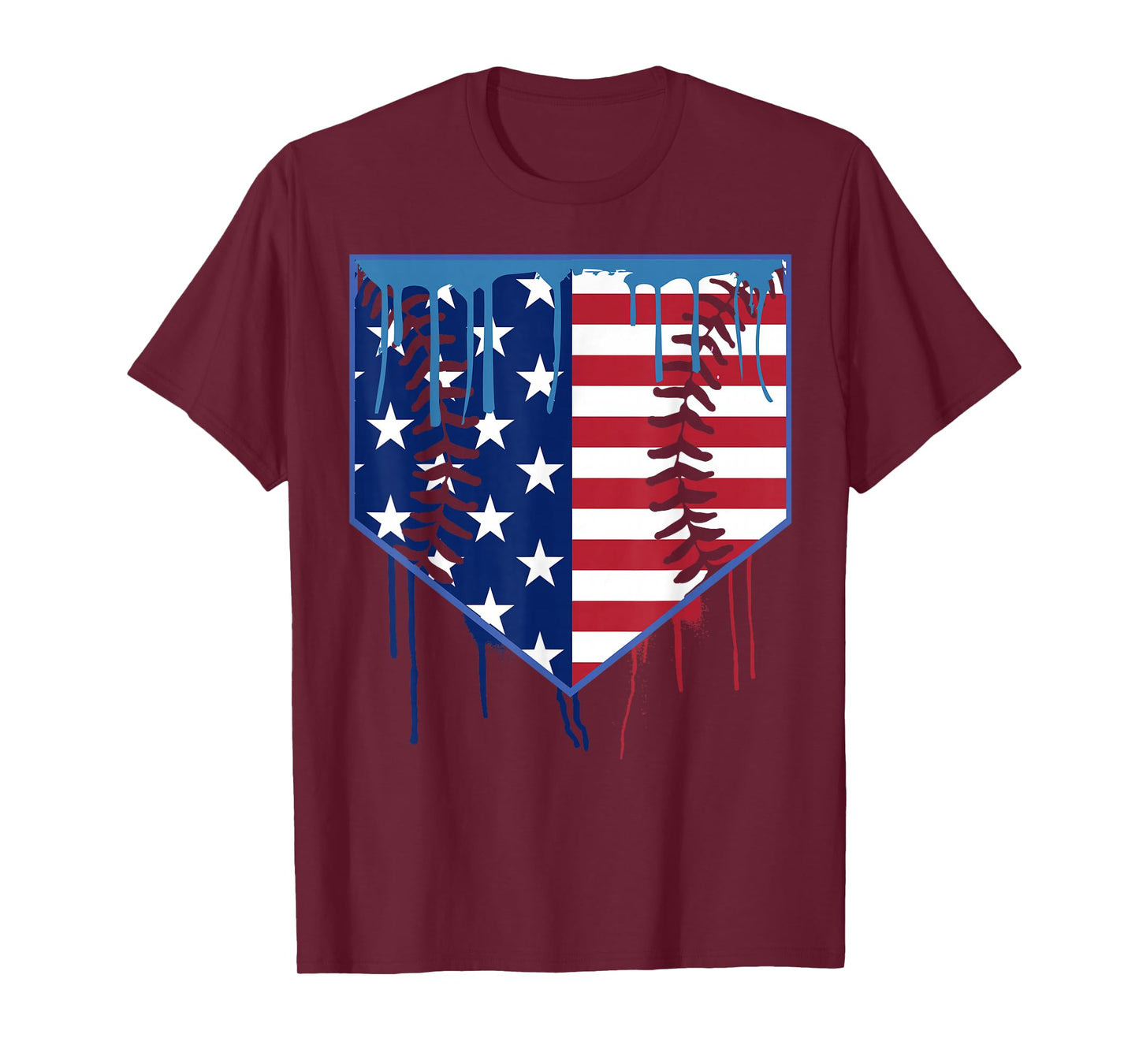 Baseball Drip Boys Ice Cream Patriotic American Flag T-Shirt