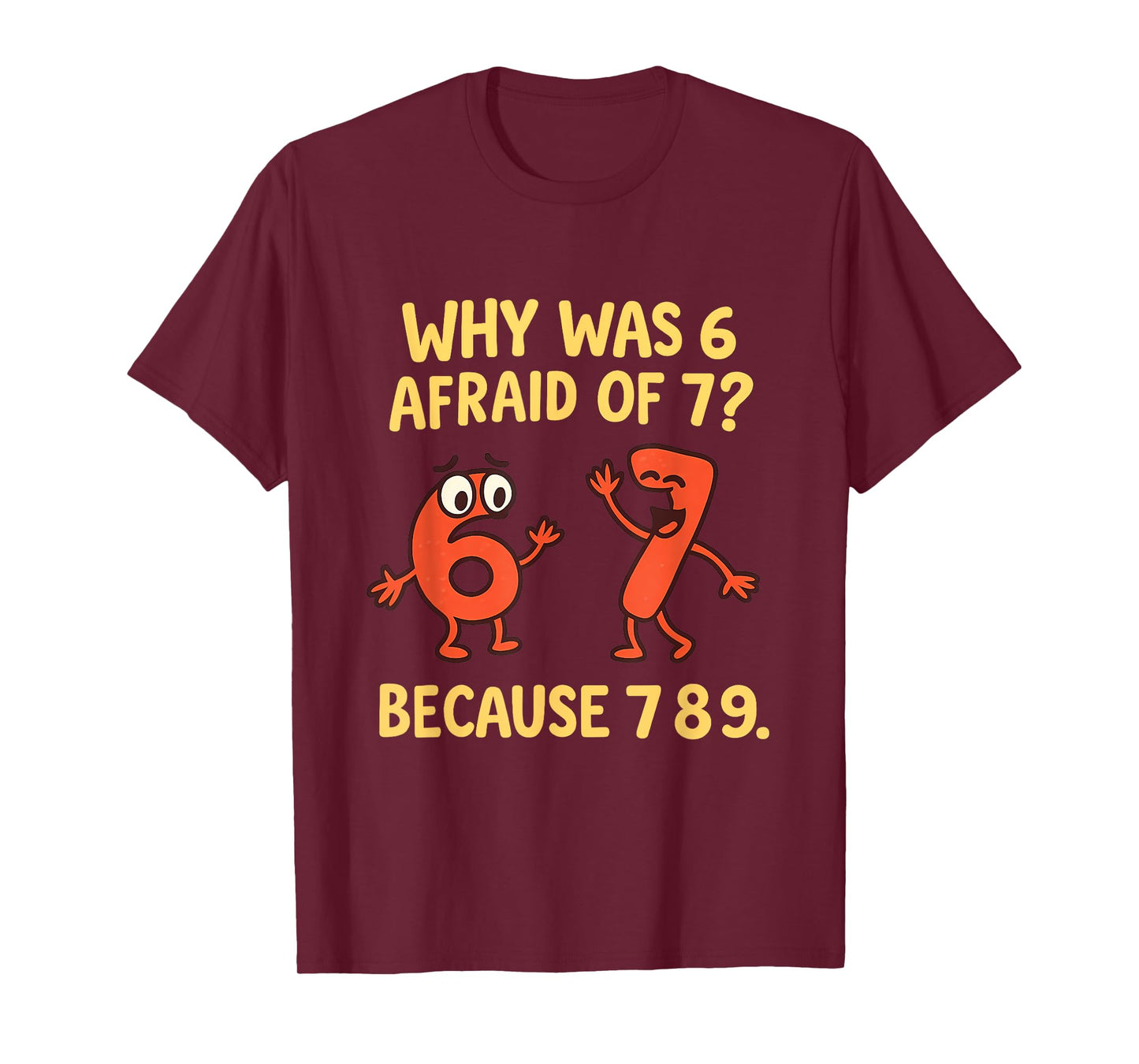 Funny STEM Math Joke Why was 6 Afraid of 7 T-Shirt