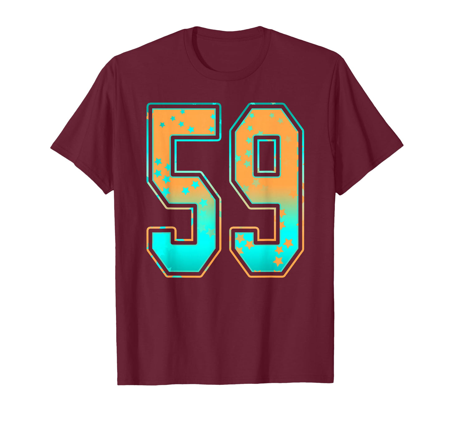 Mint Green Teal Orange Number 59 Jersey Player Uniform #59 T-Shirt