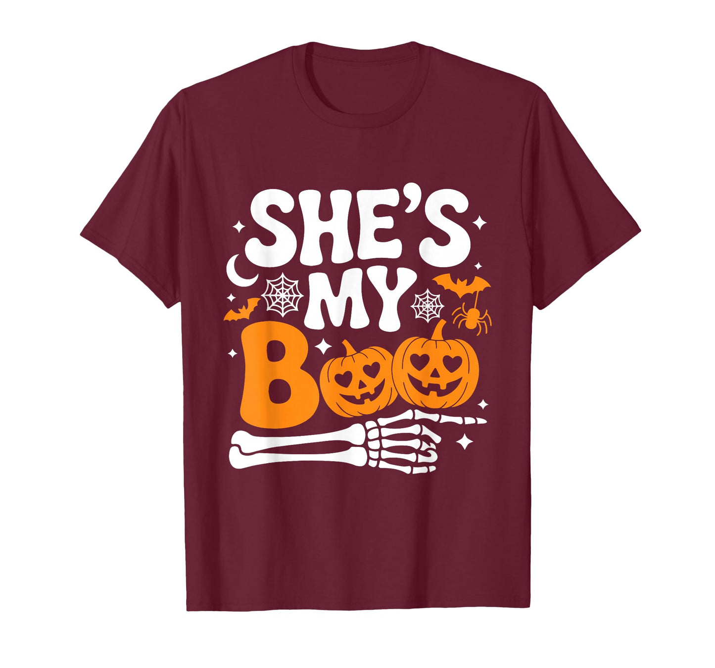 She's My Boo Pumpkin Matching Couple Halloween Men Women T-Shirt