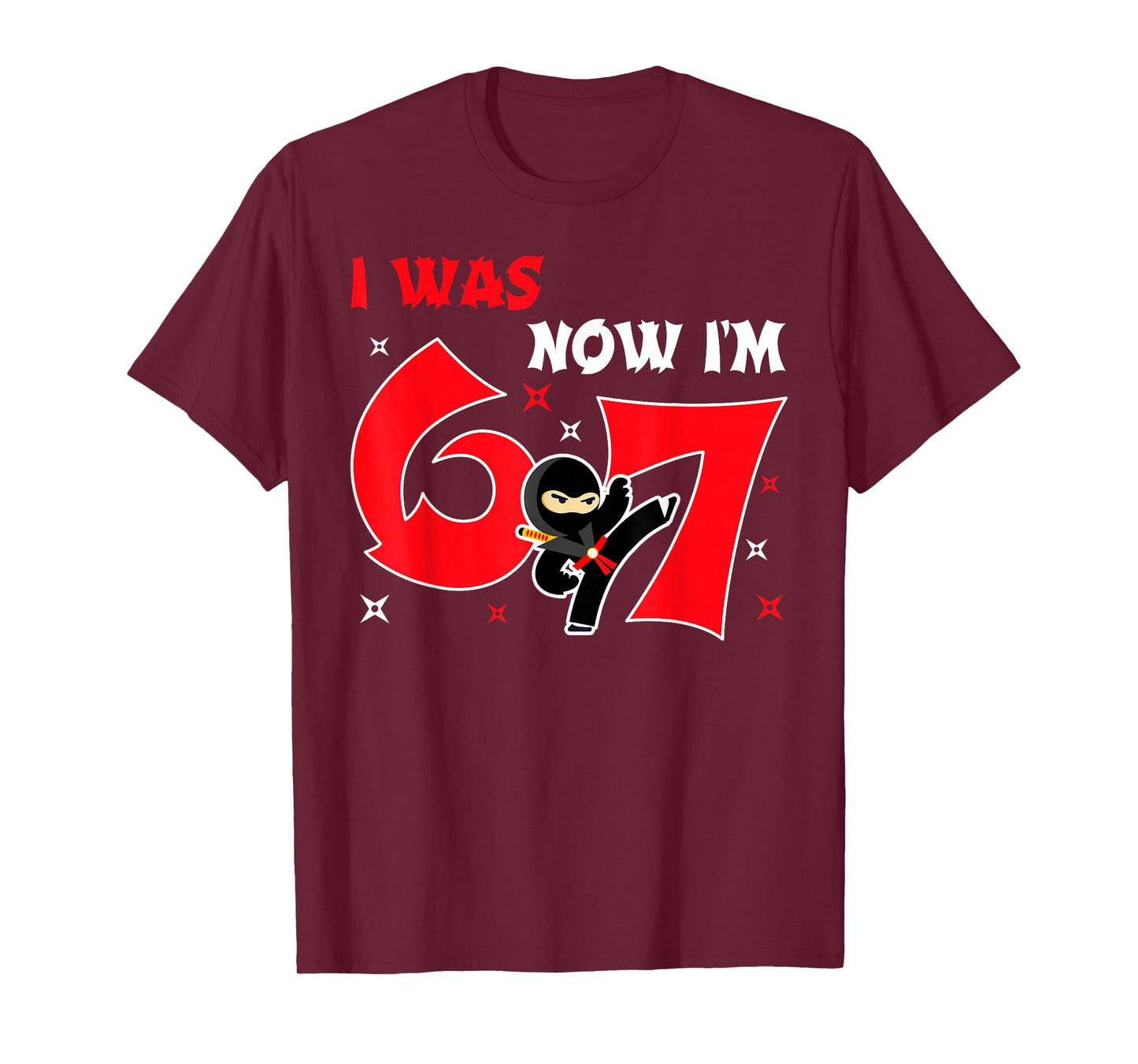 I was 6 Now I'm 7 7th Birthday Boy Kids Ninja Birthday Party T-Shirt