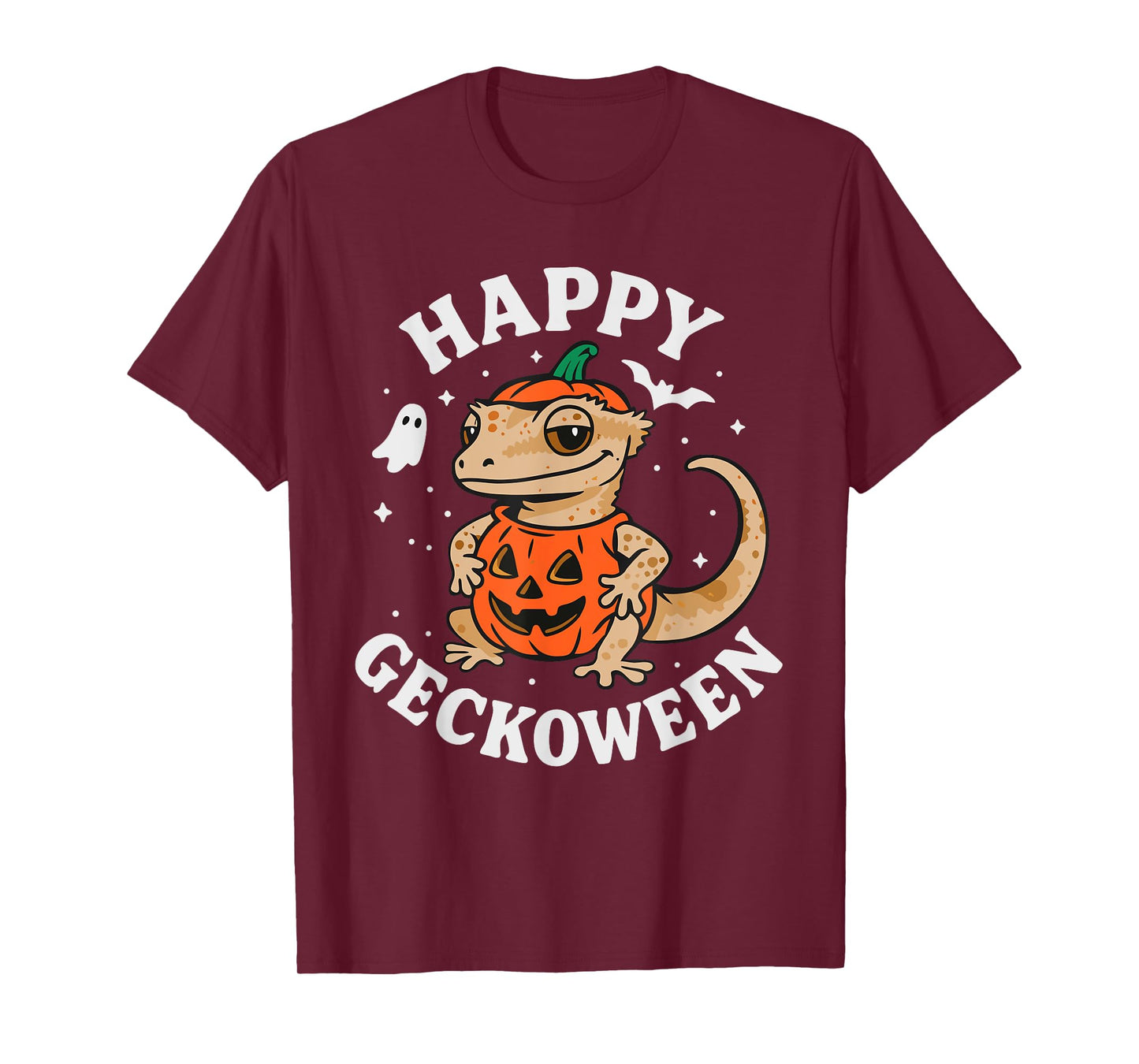 Funny Halloween Cute Crested Eyelash Gecko Pumpkin Costume T-Shirt