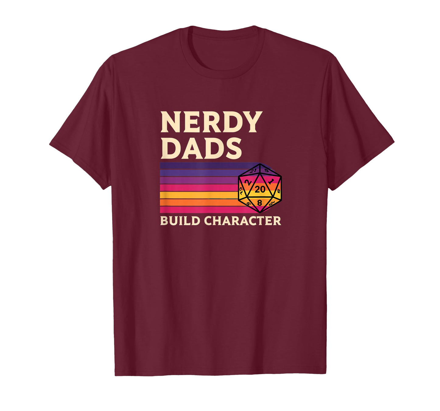 Nerdy Dads Build Character, Retro Tabletop RPG Father's Day T-Shirt