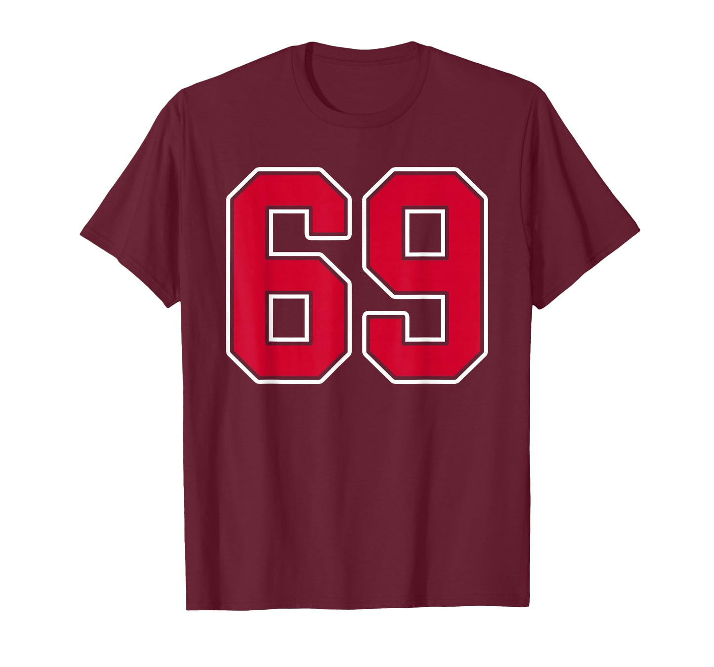 Red White Number 69 Jersey Player Uniform #69 T-Shirt