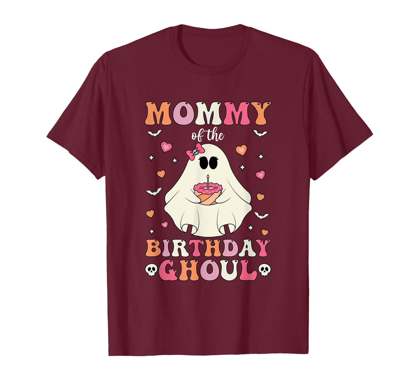 Mommy Of The Birthday Ghoul Groovy Halloween Ghost 2024 T-Shirt