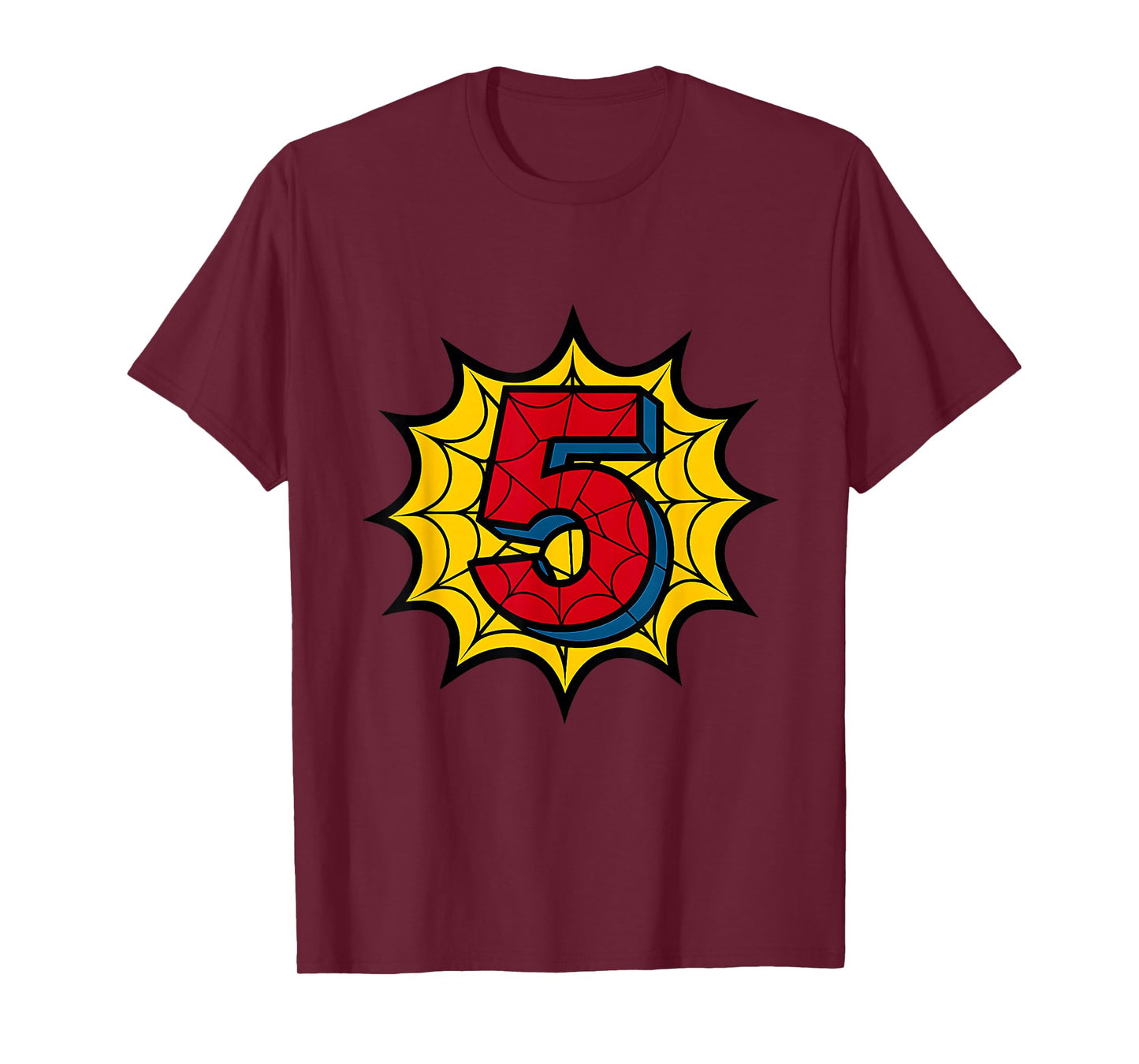 Kids 5th Birthday Spider Theme Party 5 Year Old Boys Youth T-Shirt