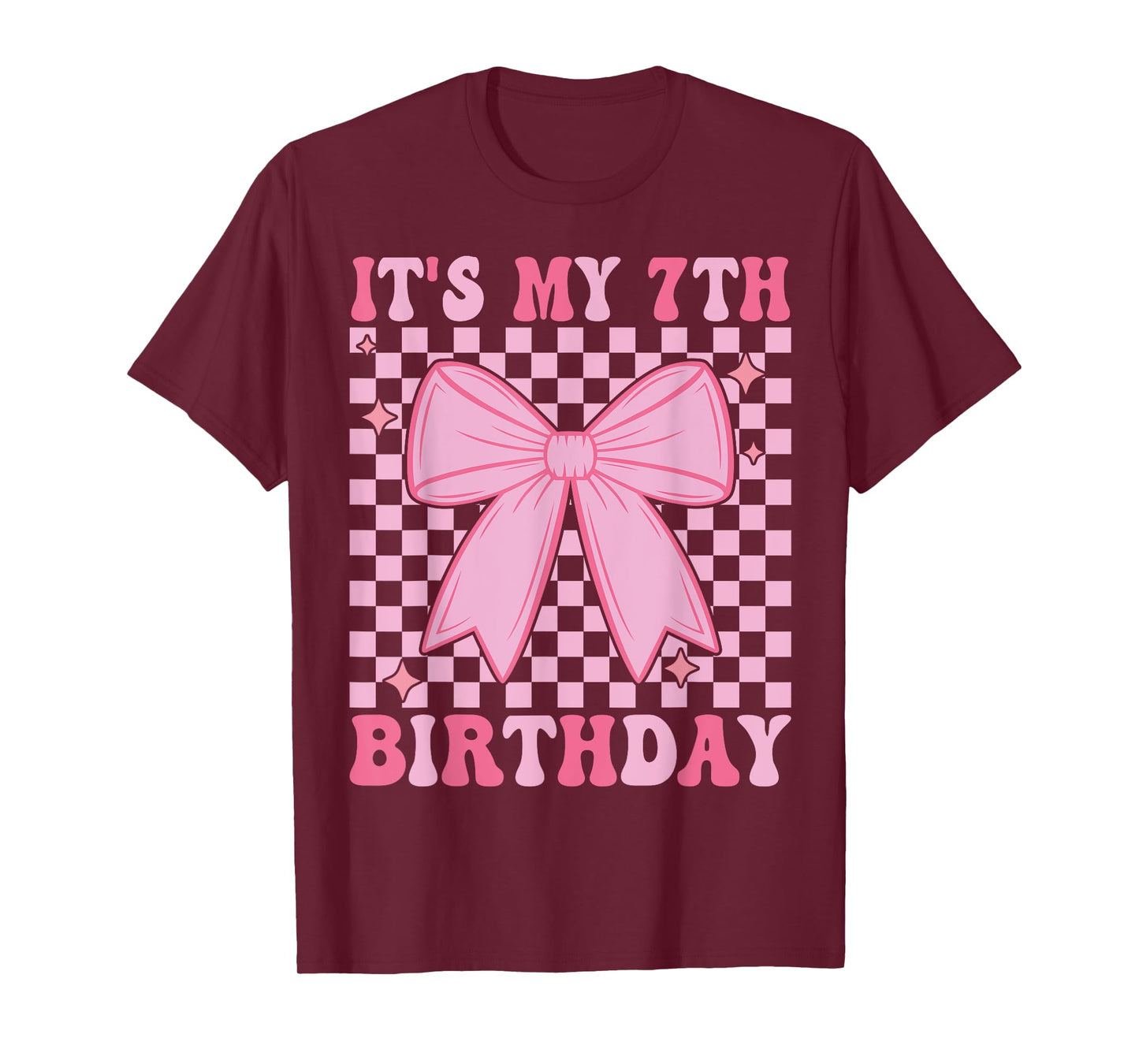 7th Coquette Themed Birthday Seven Year Old Girl Bow T-Shirt