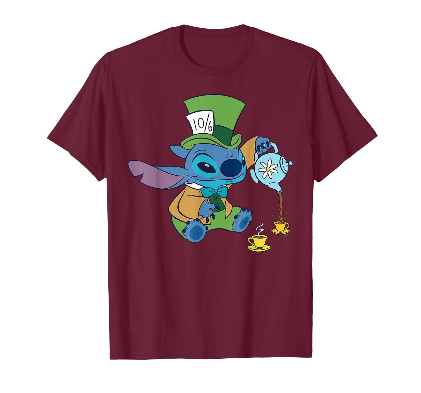 Disney Stitch in Mad Hatter Costume Halloween Wonderland T-Shirt