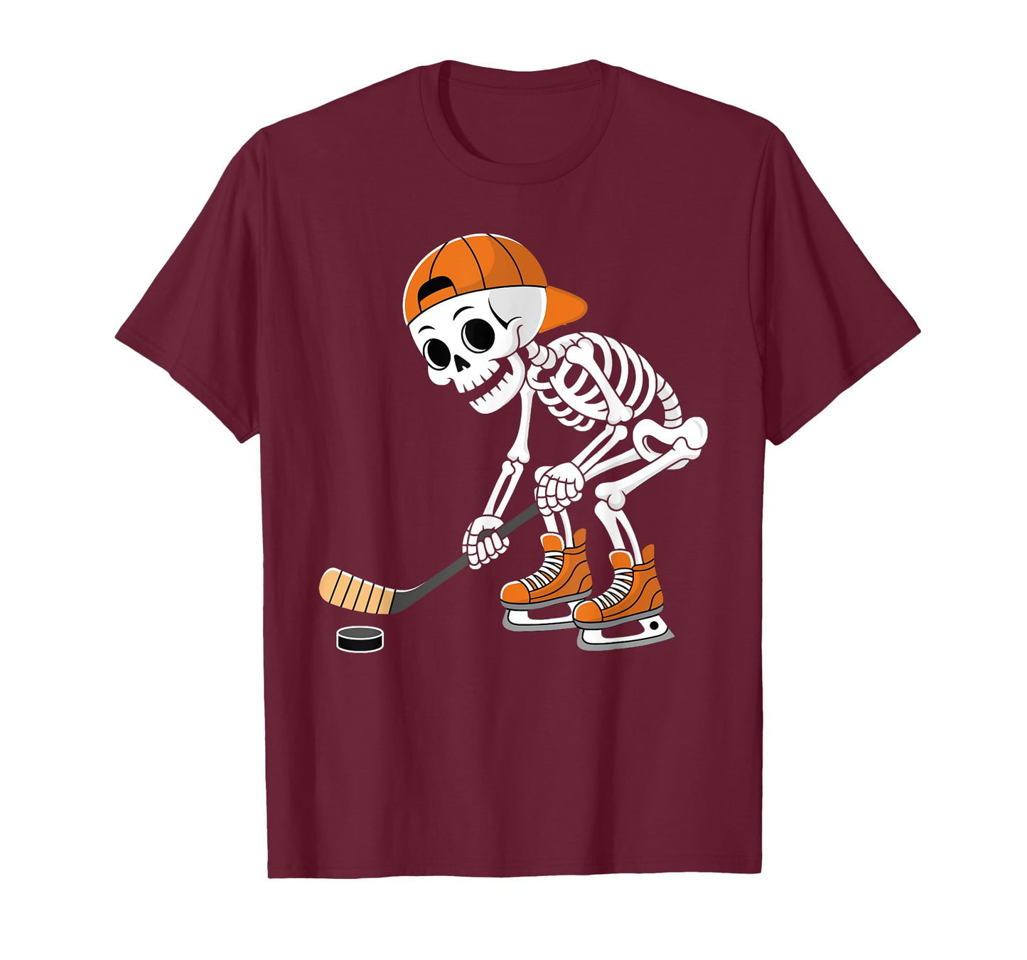 Funny Skeleton Hockey Player Cool Ice Skating T-Shirt